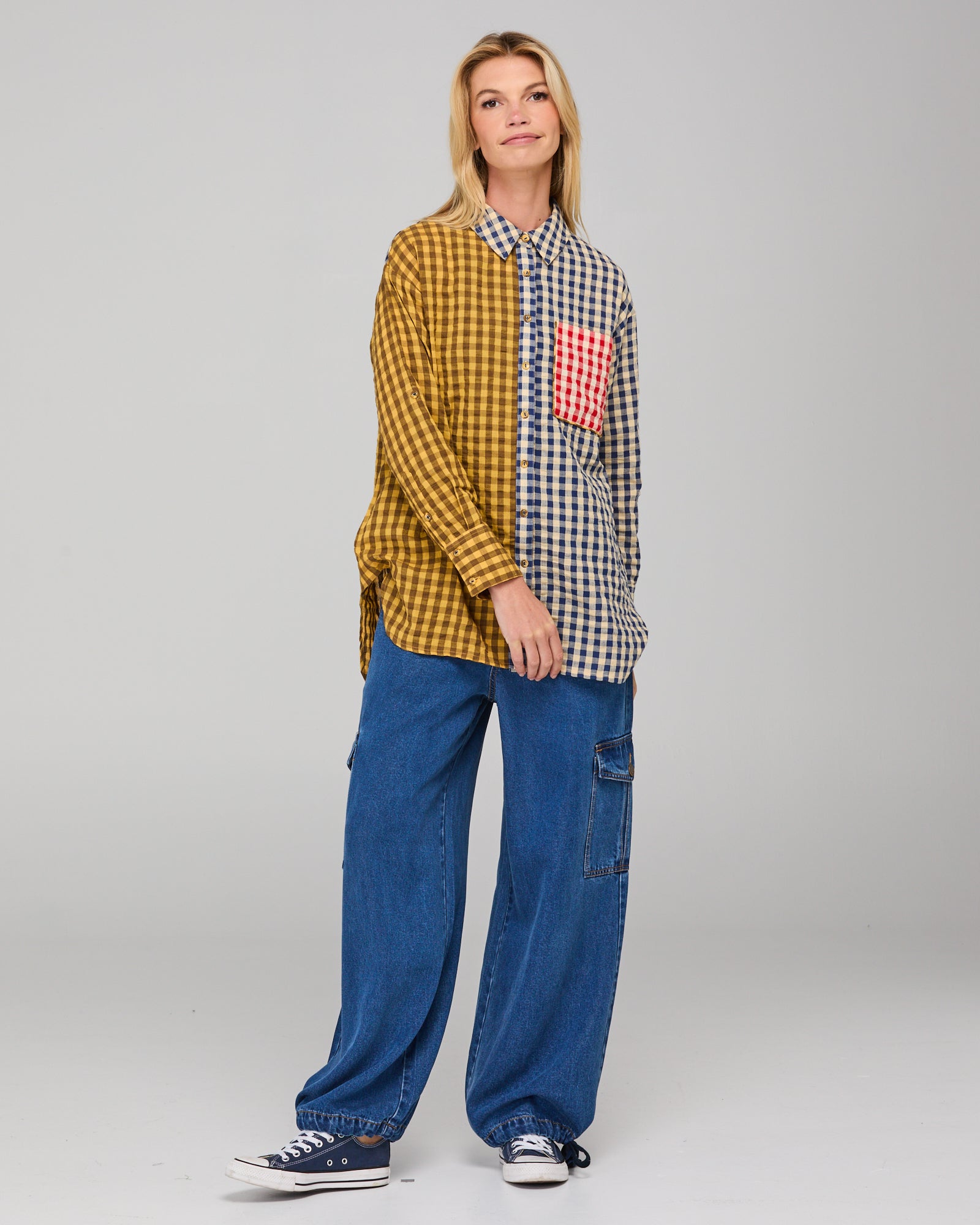 Boom Shankar Gillie Shirt - Navy Spliced Seersucker