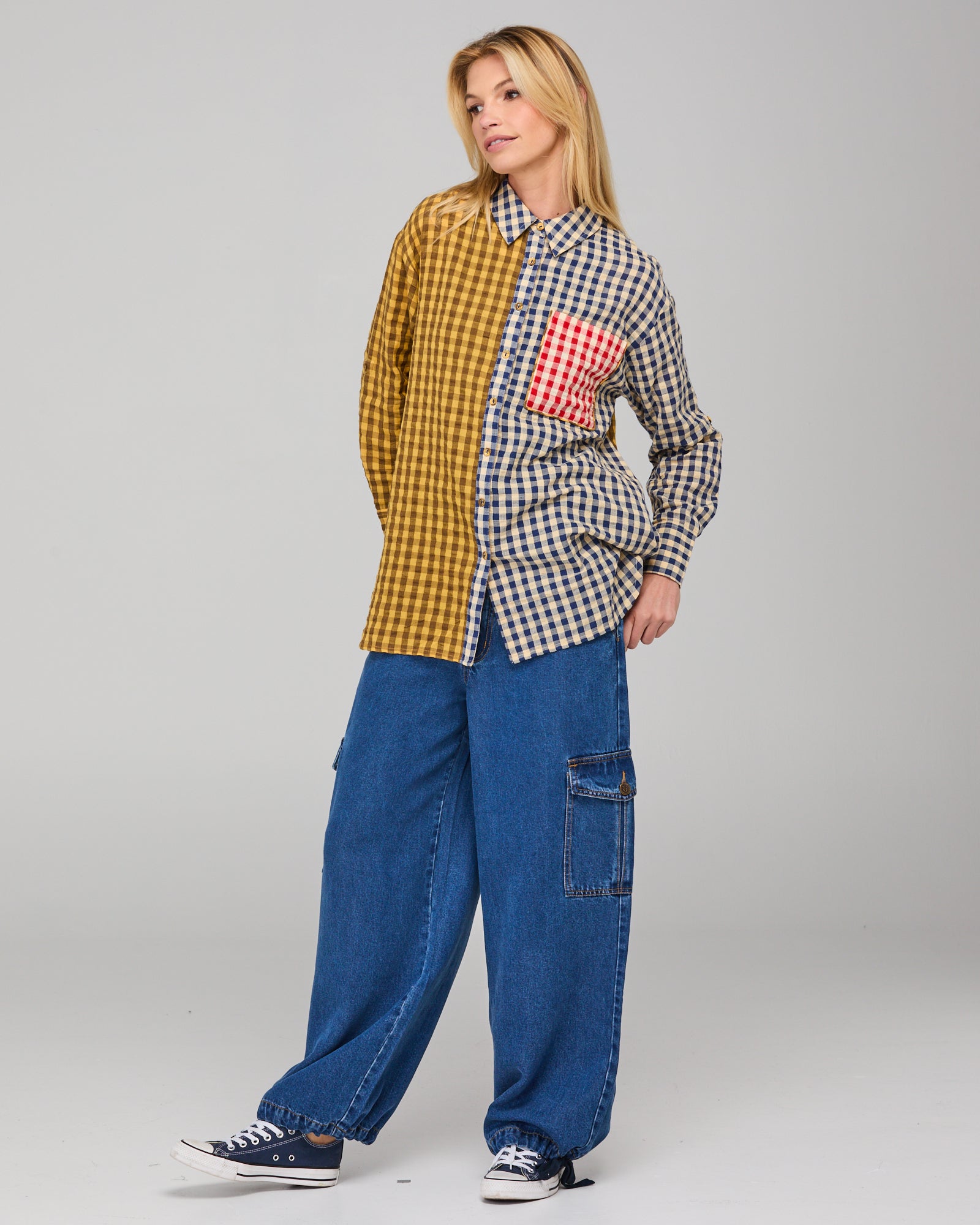 Boom Shankar Gillie Shirt - Navy Spliced Seersucker