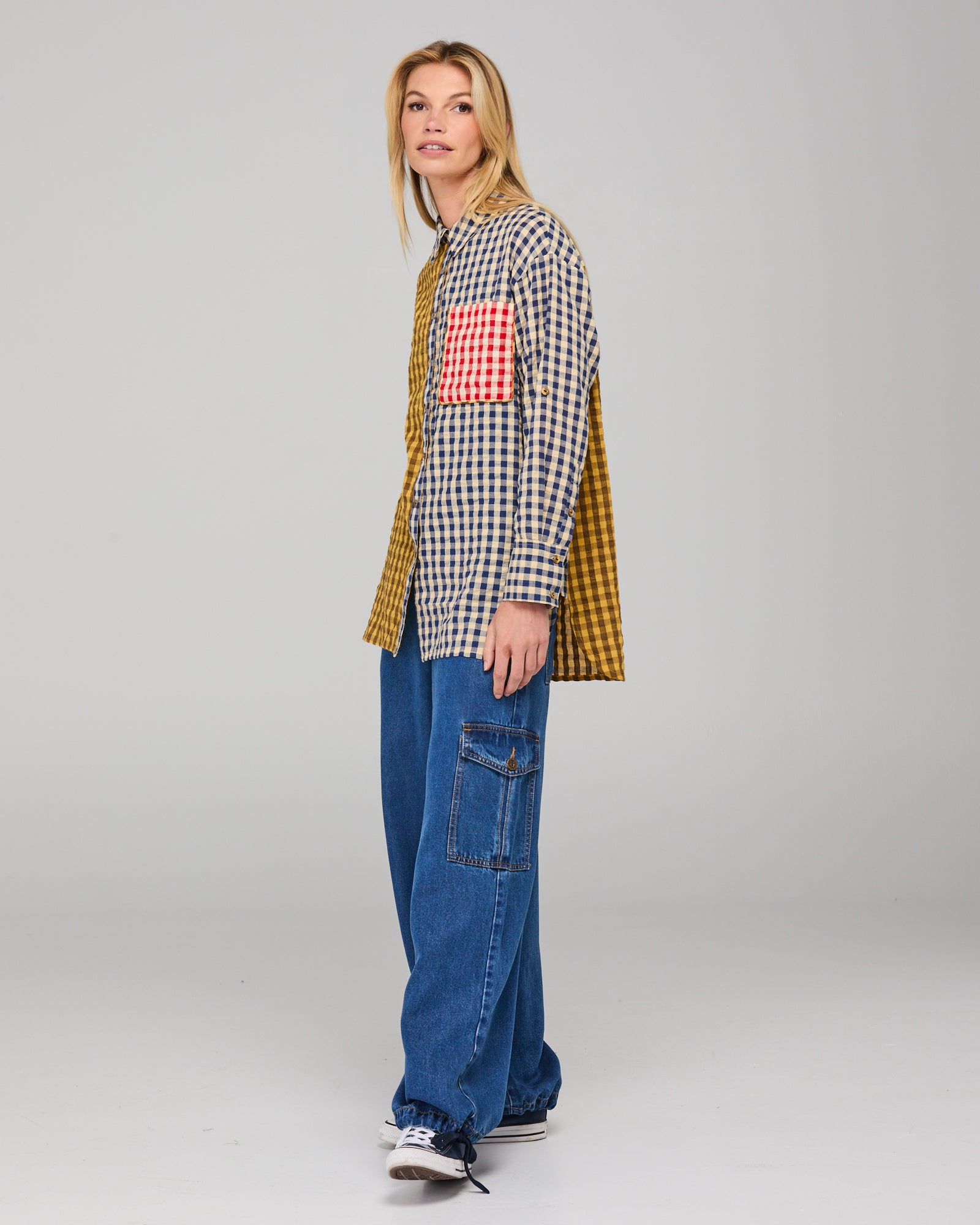 Boom Shankar Gillie Shirt - Navy Spliced Seersucker