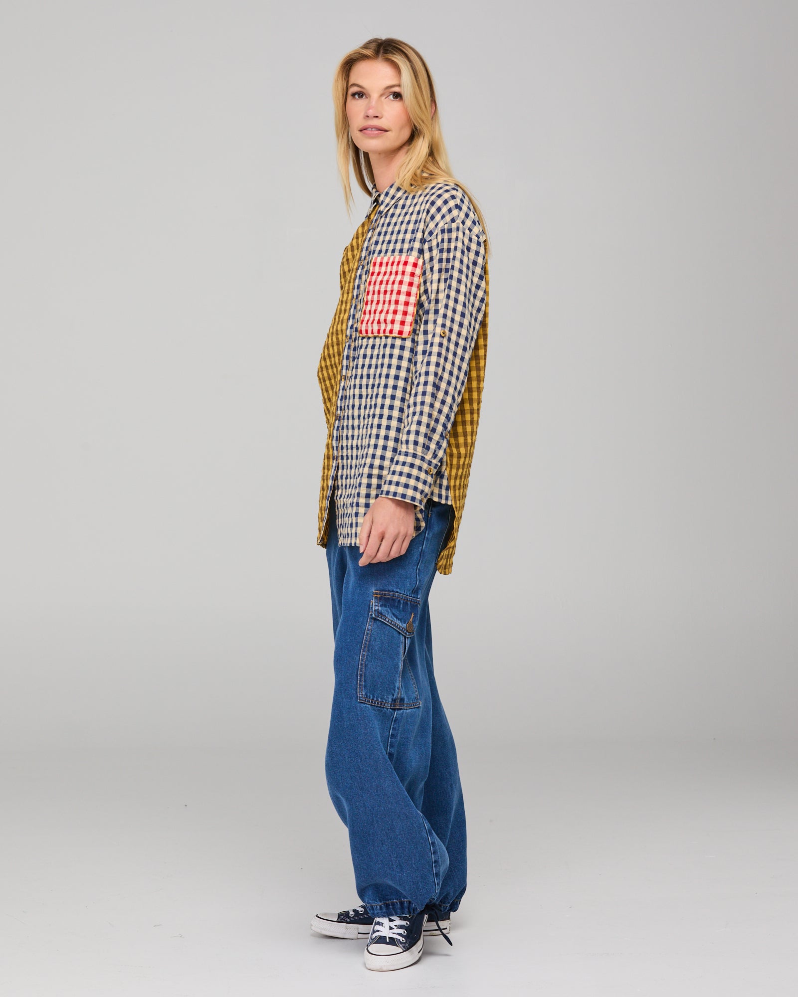 Boom Shankar Gillie Shirt - Navy Spliced Seersucker