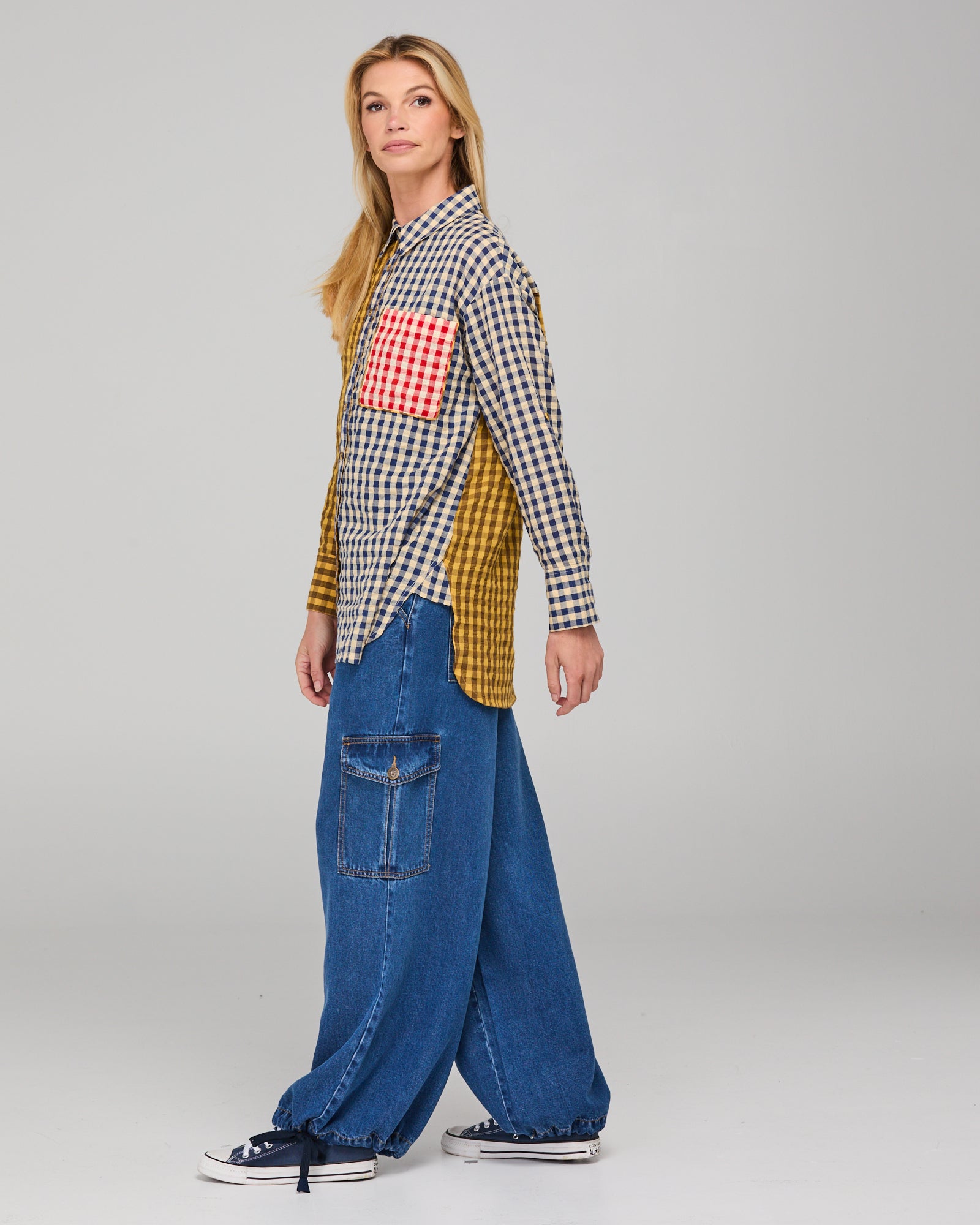 Boom Shankar Gillie Shirt - Navy Spliced Seersucker