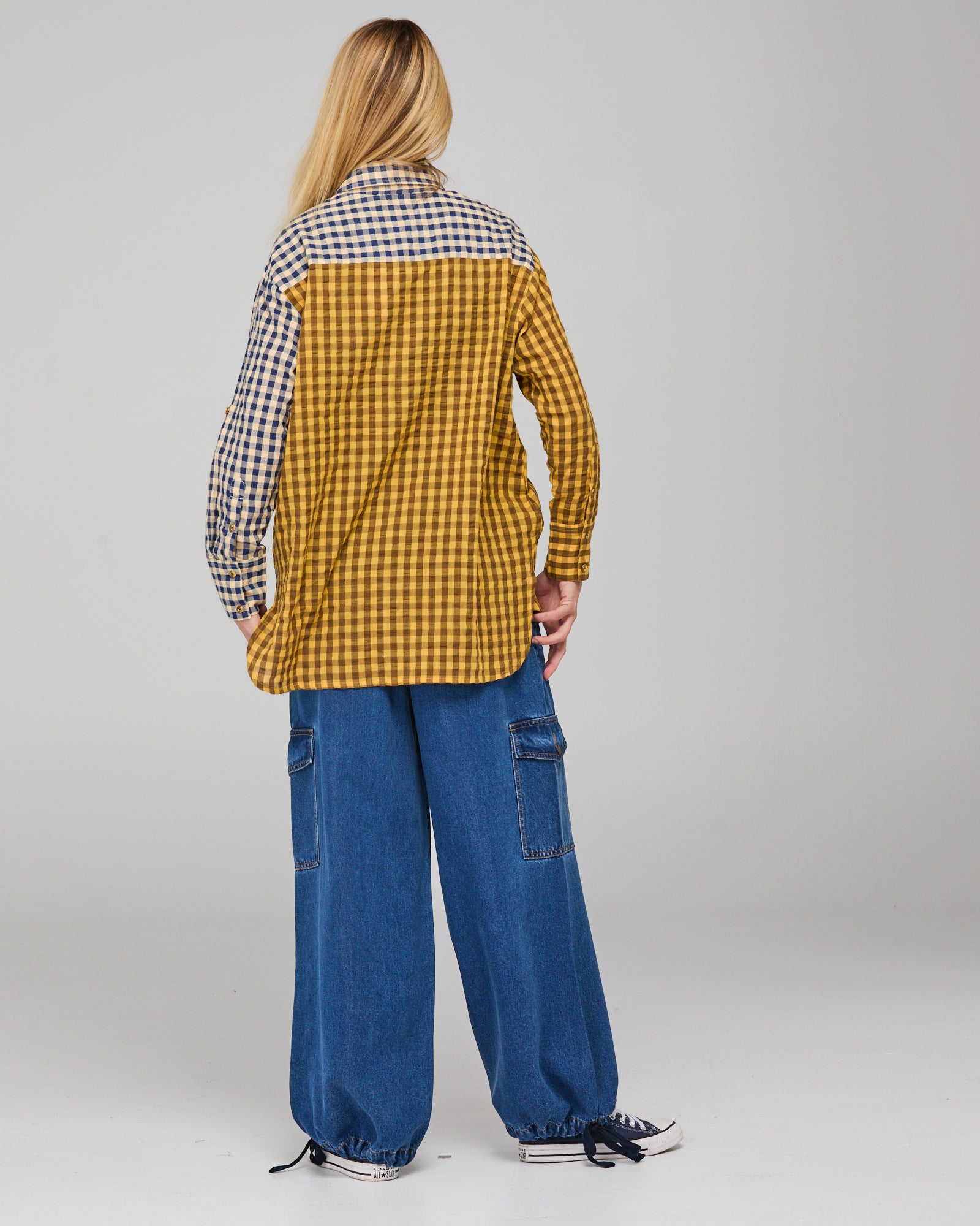 Boom Shankar Gillie Shirt - Navy Spliced Seersucker