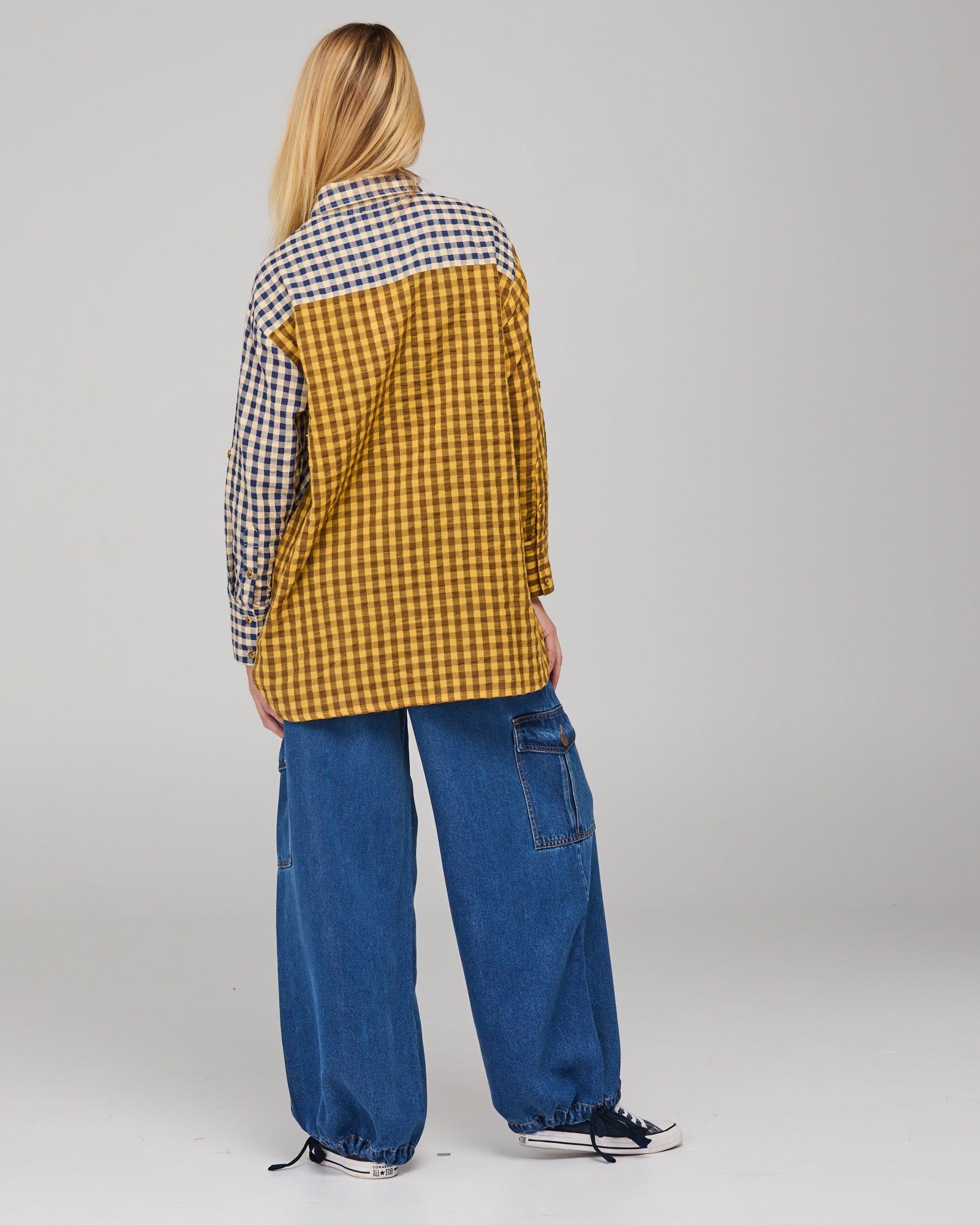 Boom Shankar Gillie Shirt - Navy Spliced Seersucker