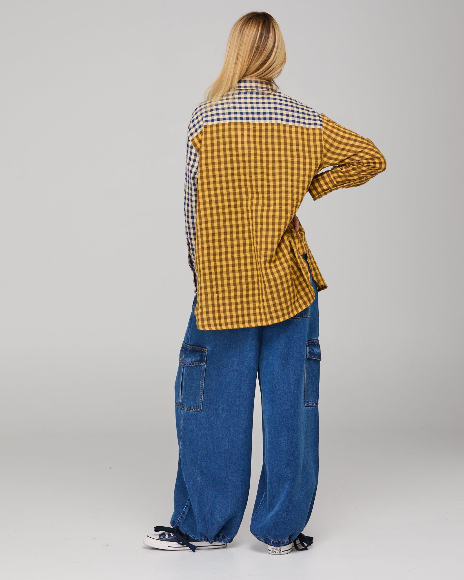 Boom Shankar Gillie Shirt - Navy Spliced Seersucker