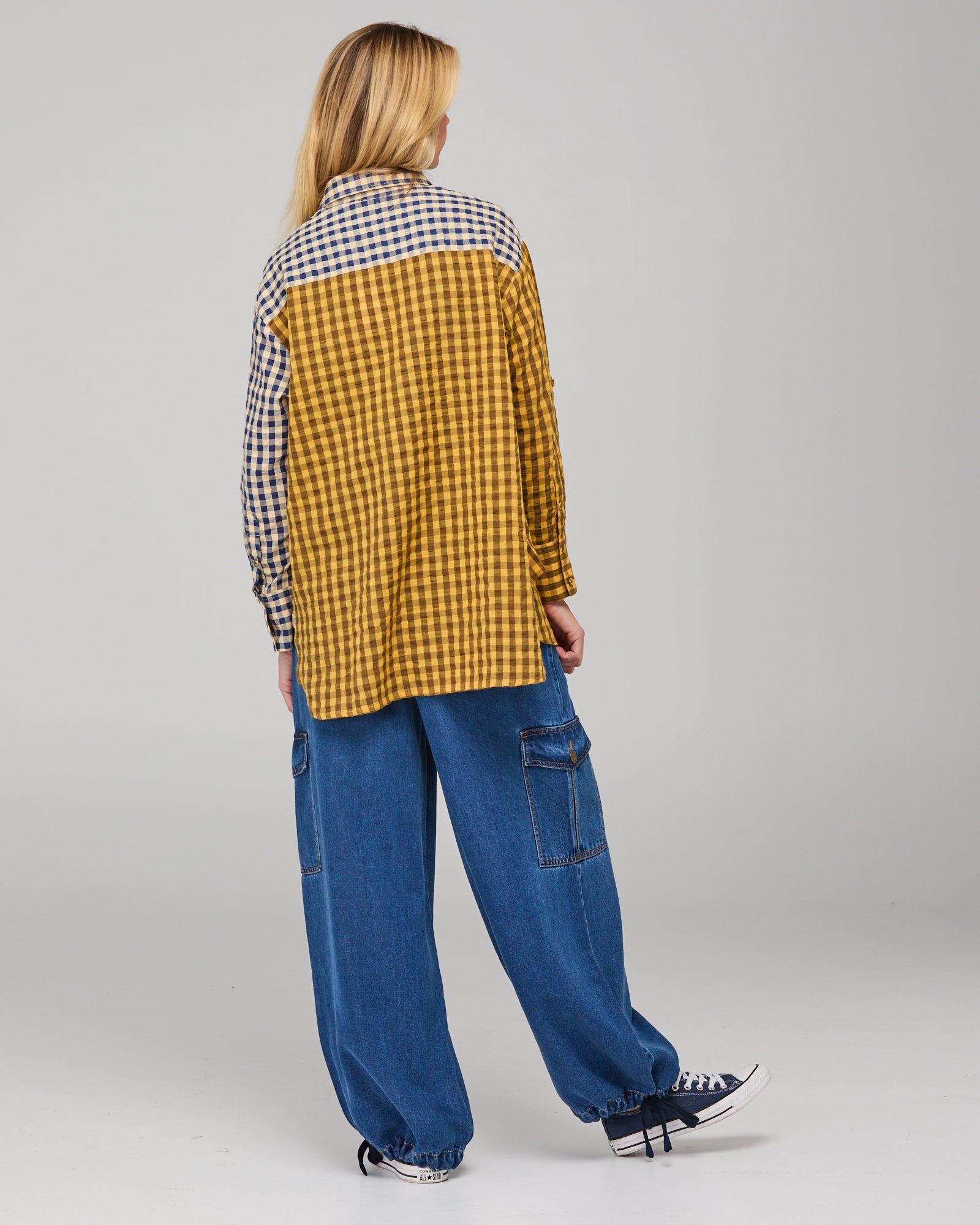 Boom Shankar Gillie Shirt - Navy Spliced Seersucker