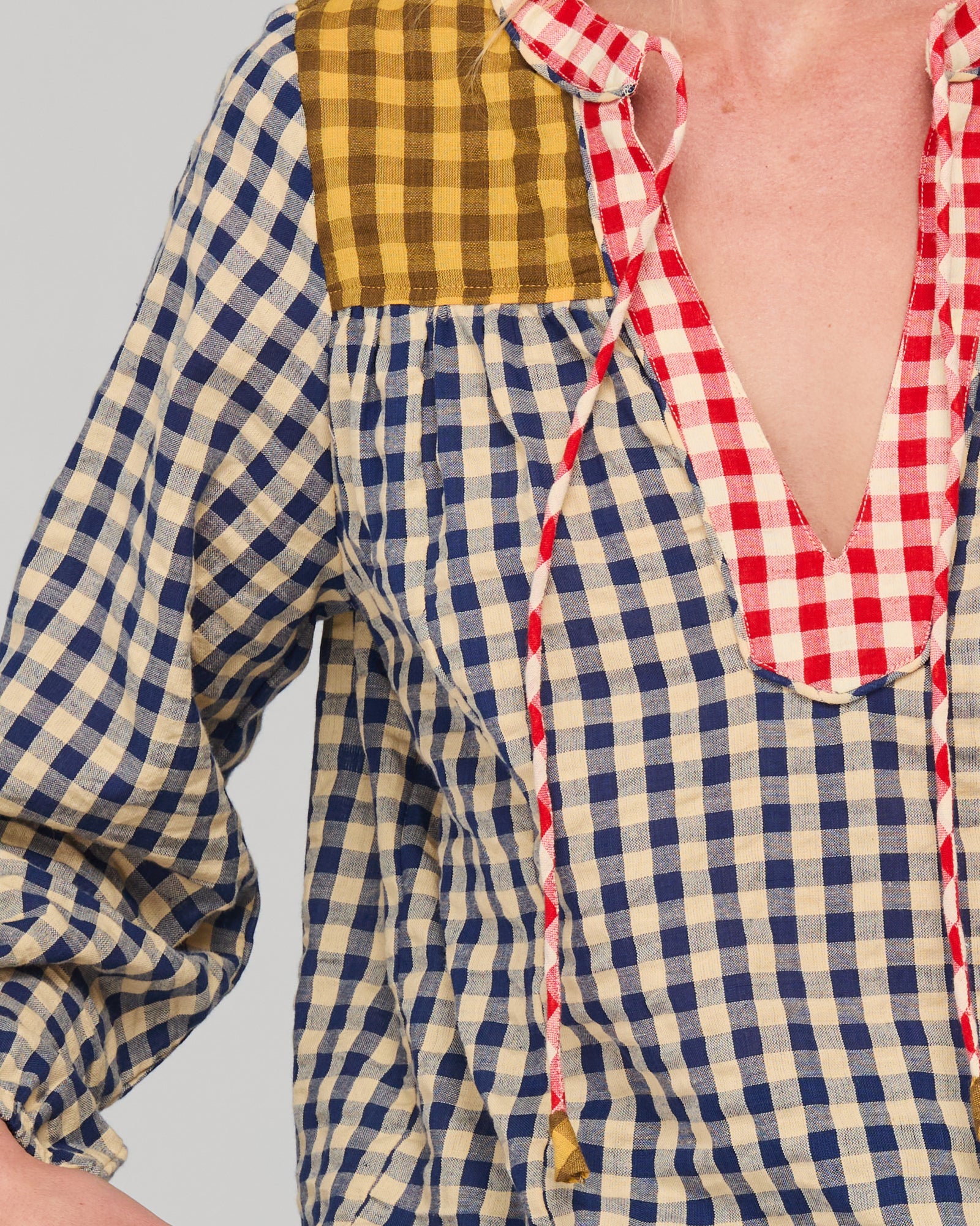 Boom Shankar Fleetwood Top - Navy Spliced Seersucker