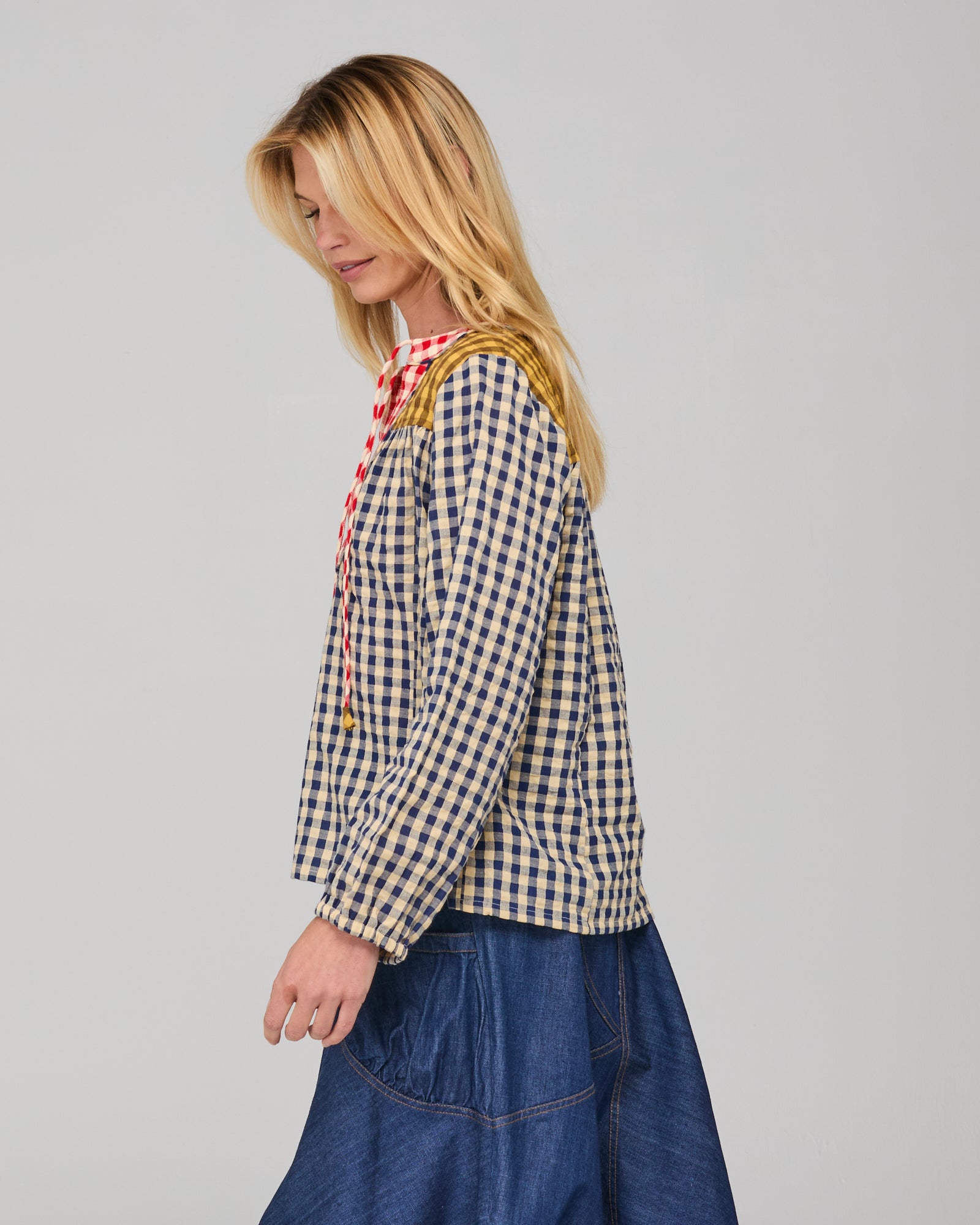 Boom Shankar Fleetwood Top - Navy Spliced Seersucker