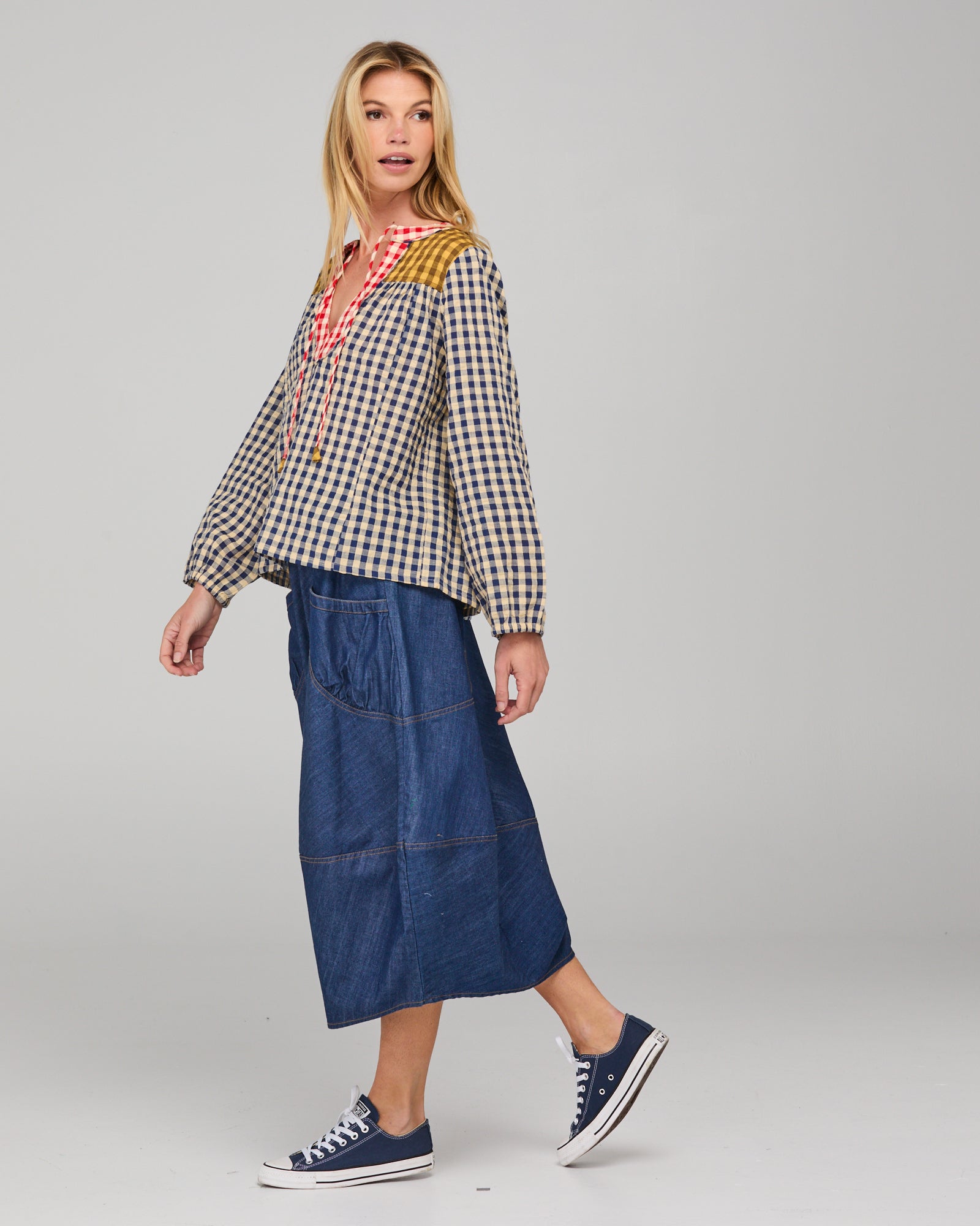 Boom Shankar Fleetwood Top - Navy Spliced Seersucker