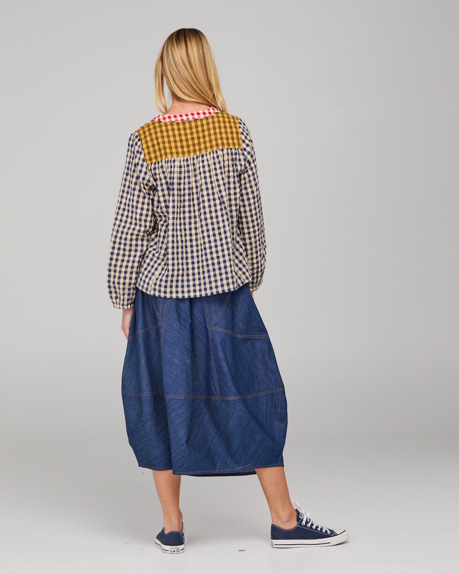 Boom Shankar Fleetwood Top - Navy Spliced Seersucker