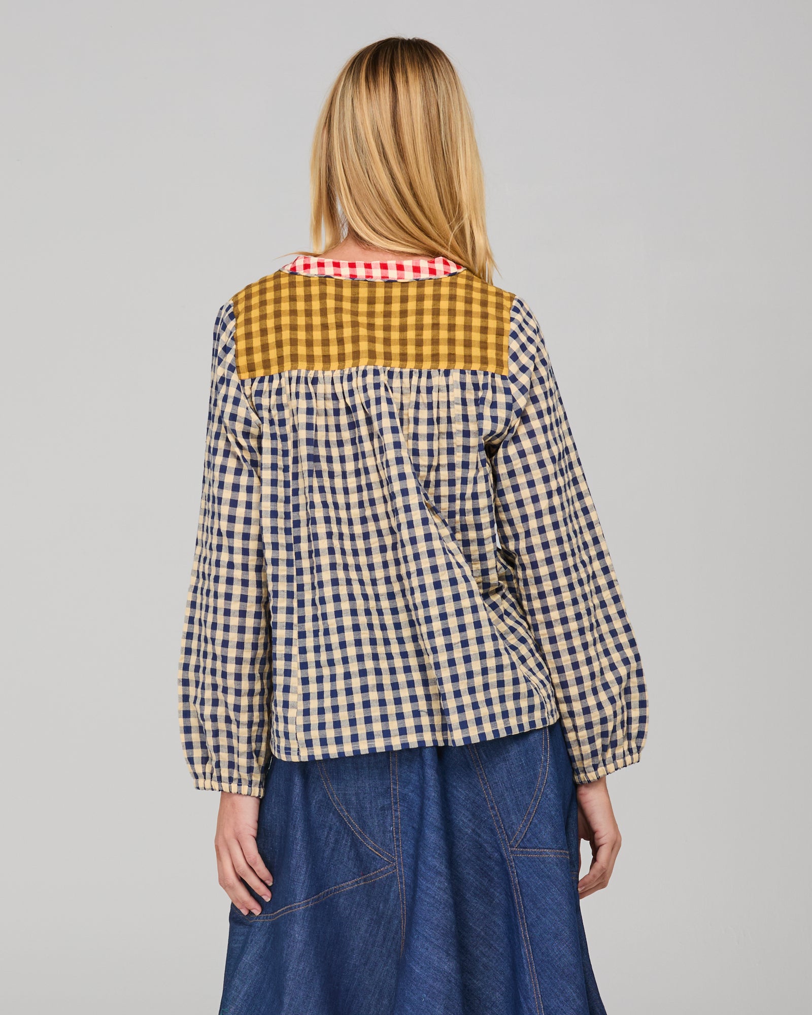 Boom Shankar Fleetwood Top - Navy Spliced Seersucker