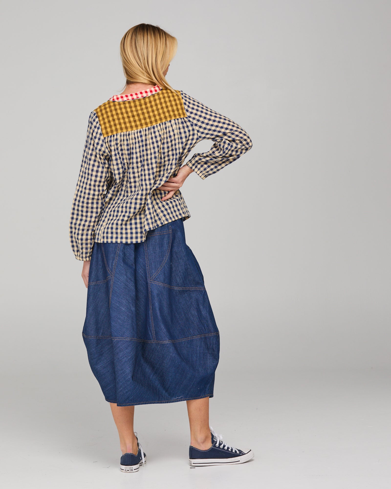 Boom Shankar Fleetwood Top - Navy Spliced Seersucker