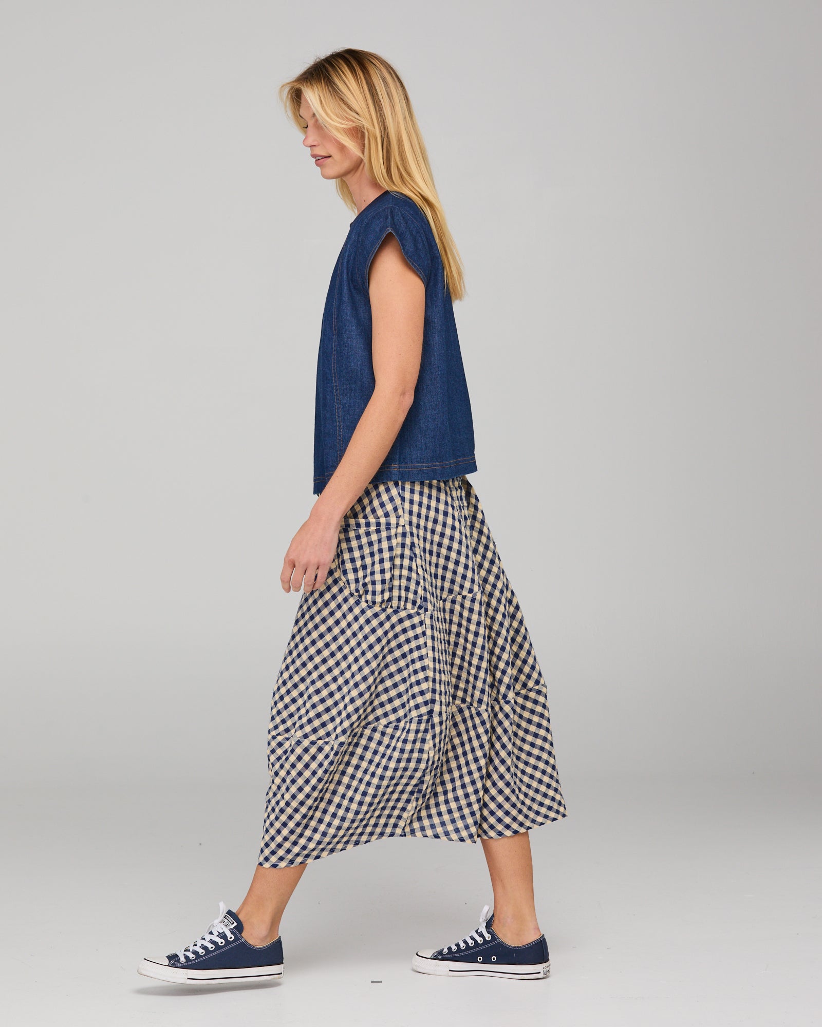 Boom Shankar Guru Skirt - Navy Seersucker