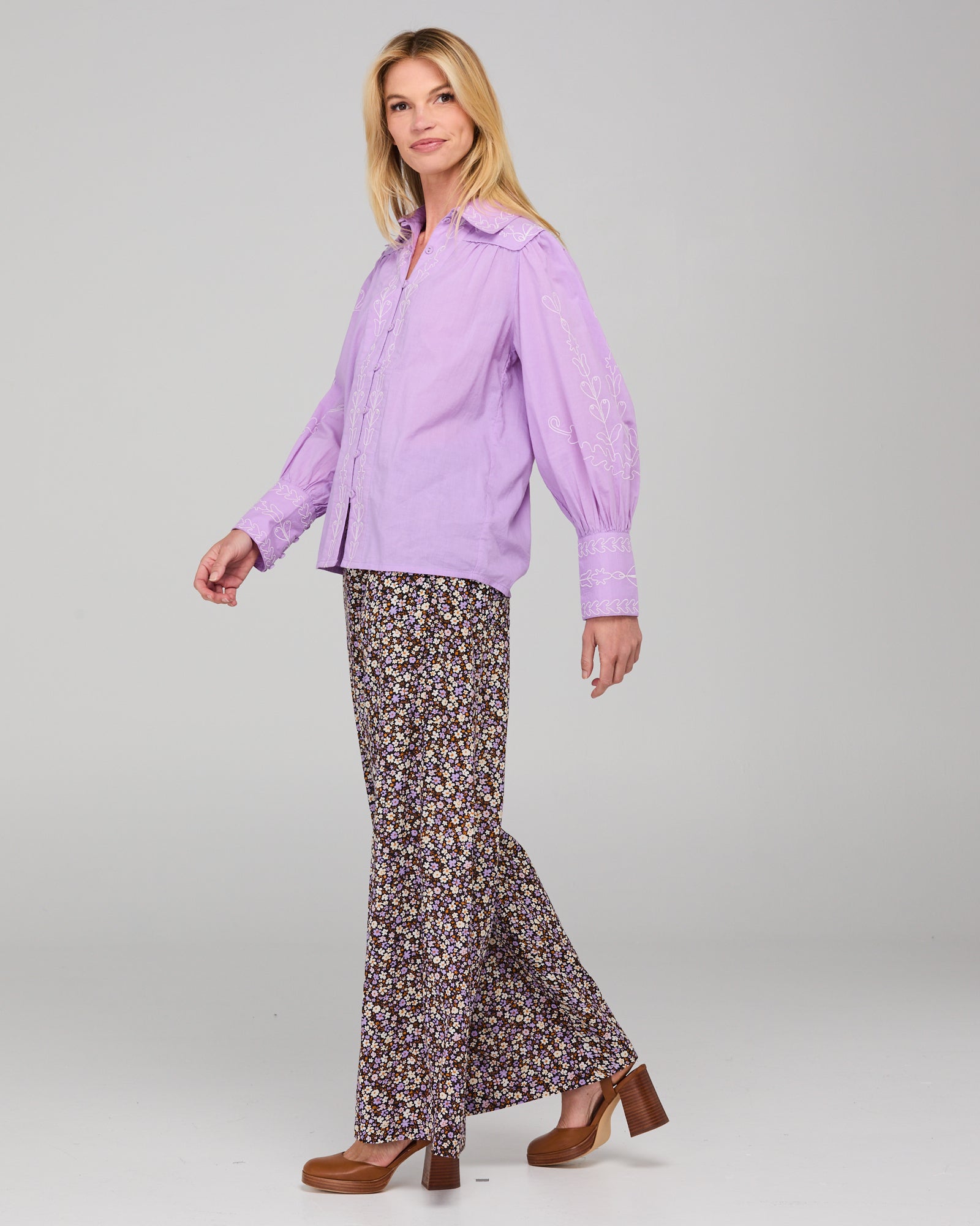 Boom Shankar Yuna Shirt Embroidered - Purple