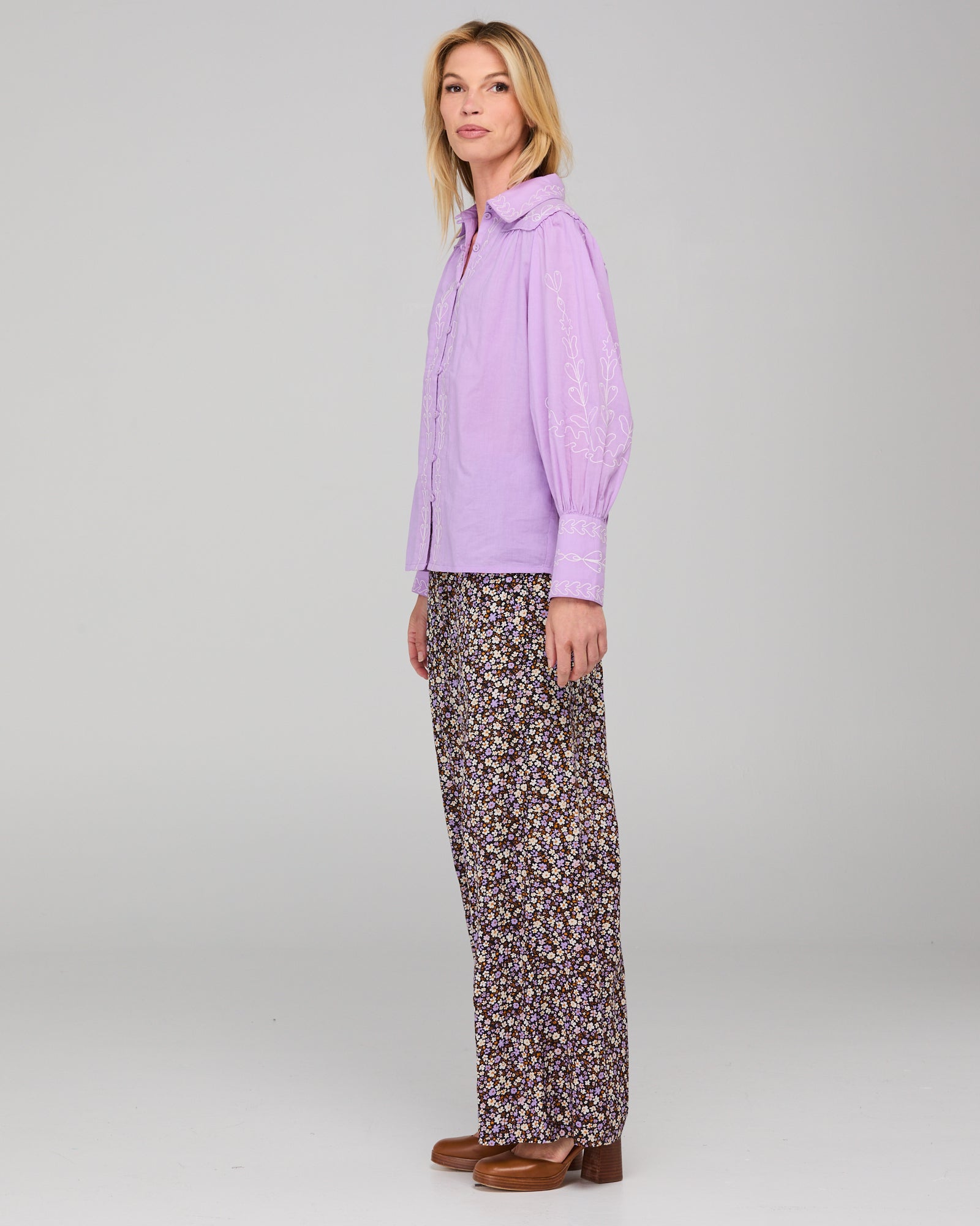 Boom Shankar Yuna Shirt Embroidered - Purple