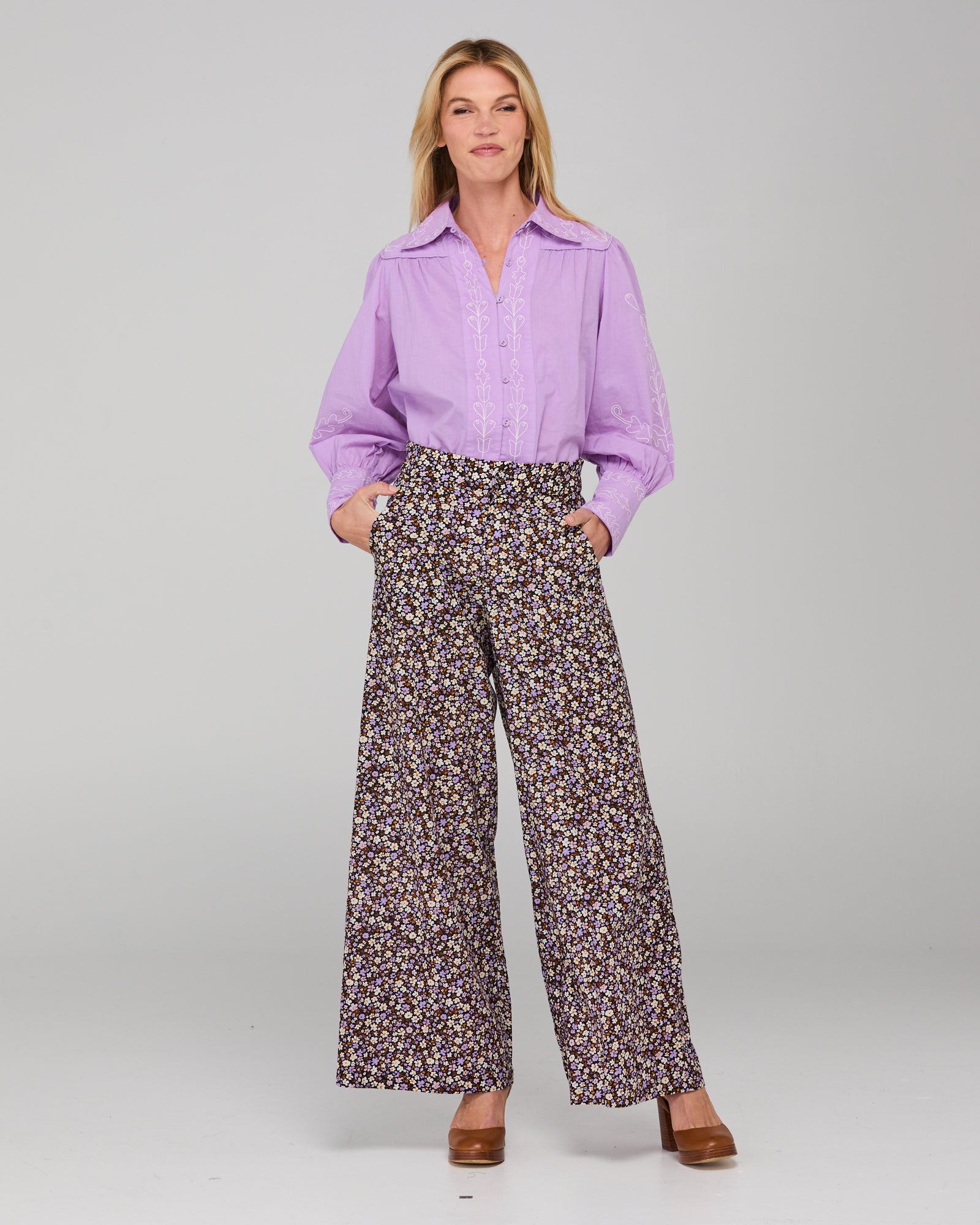 Boom Shankar Yuna Shirt Embroidered - Purple