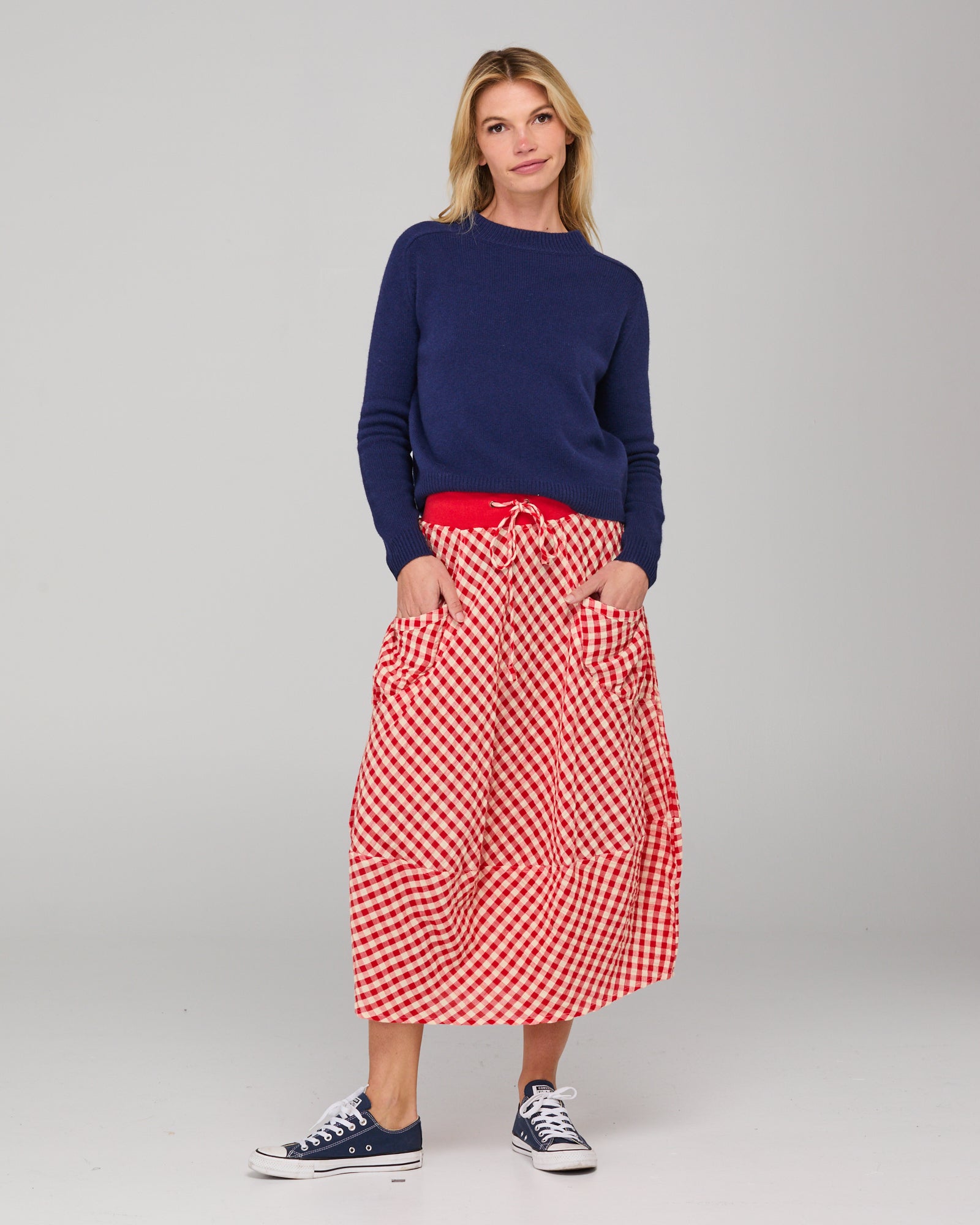 Boom Shankar Guru Skirt - Red Seersucker