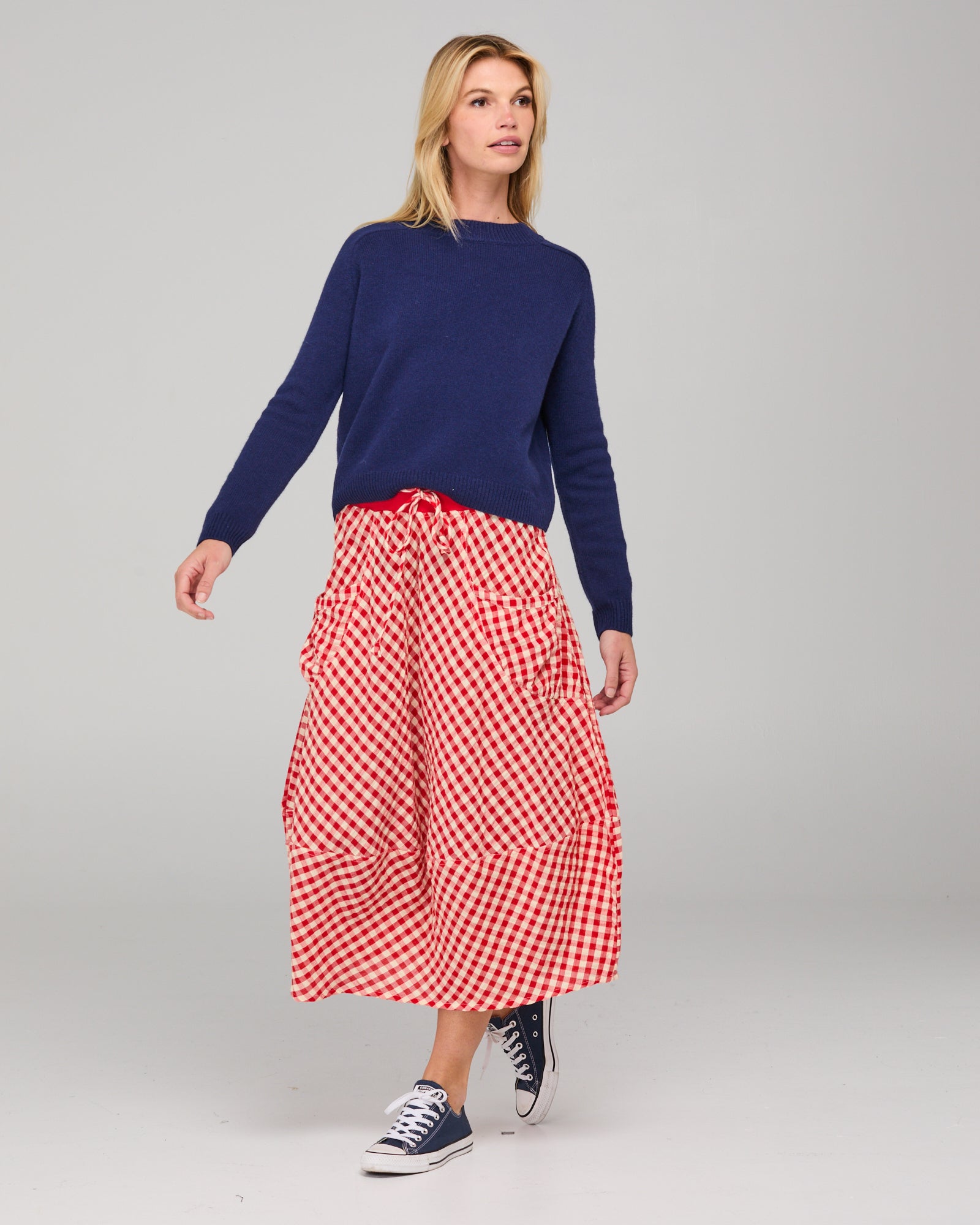 Boom Shankar Guru Skirt - Red Seersucker