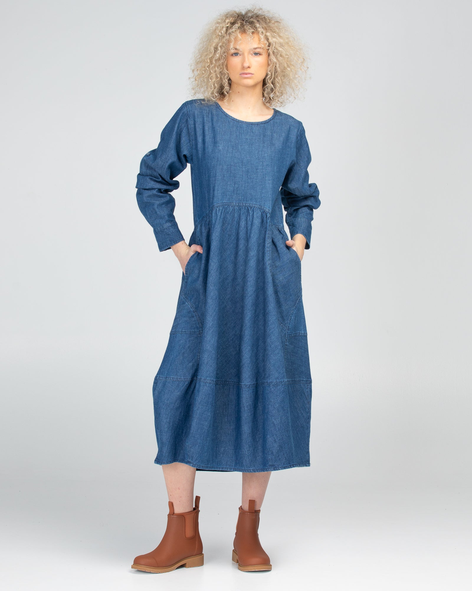 Boom Shankar Guru Dress - Mid Wash Denim