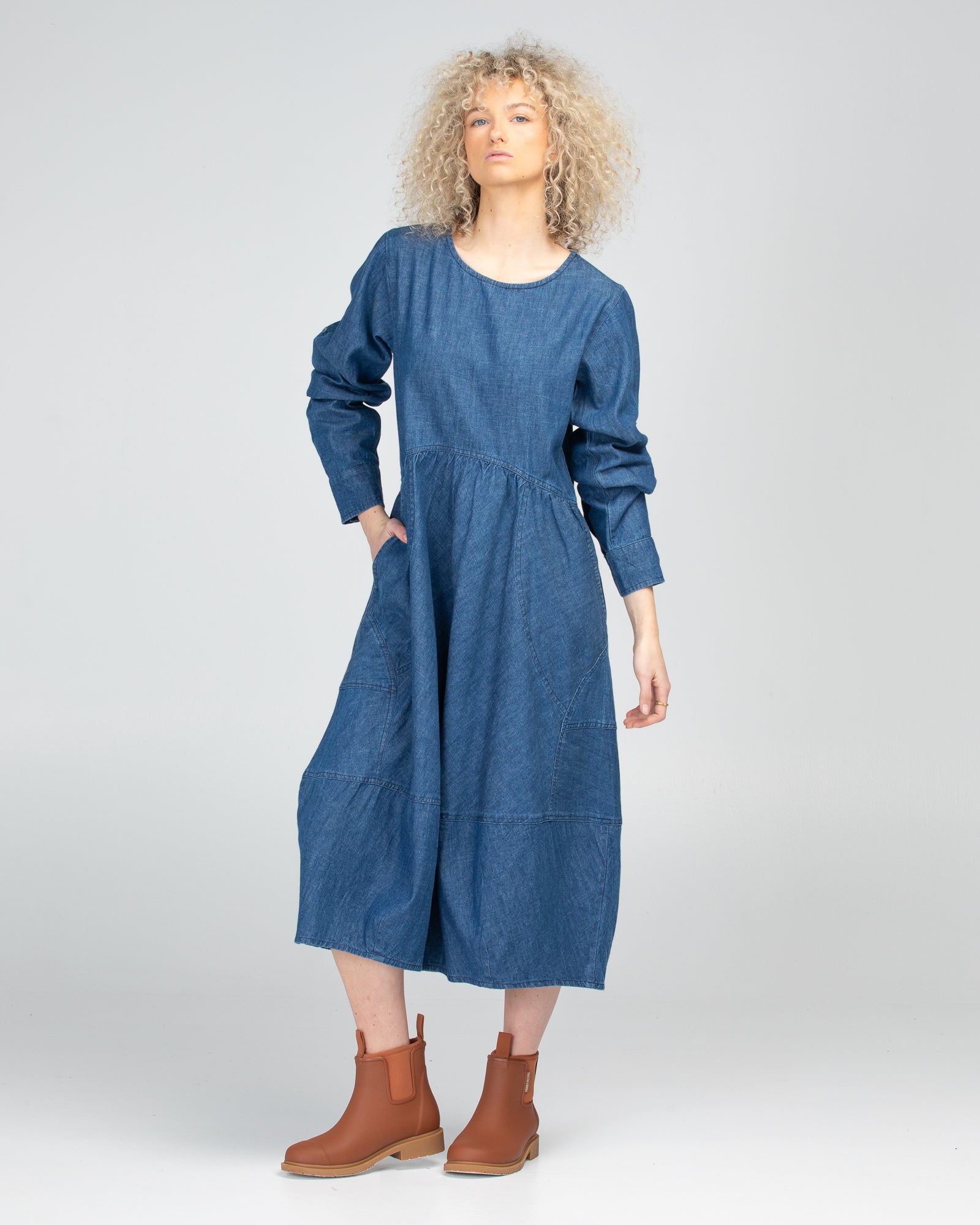 Boom Shankar Guru Dress - Mid Wash Denim