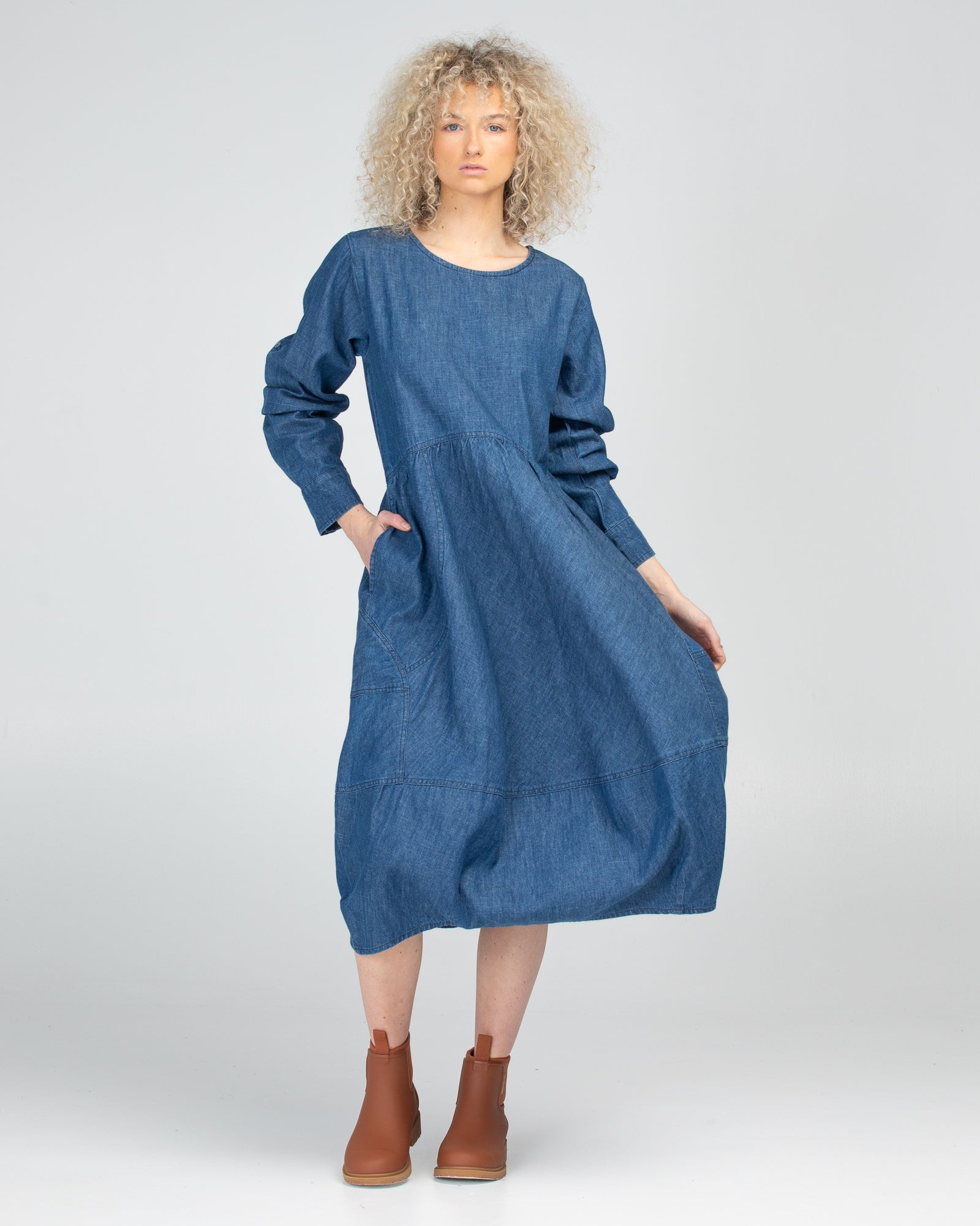 Boom Shankar Guru Dress - Mid Wash Denim