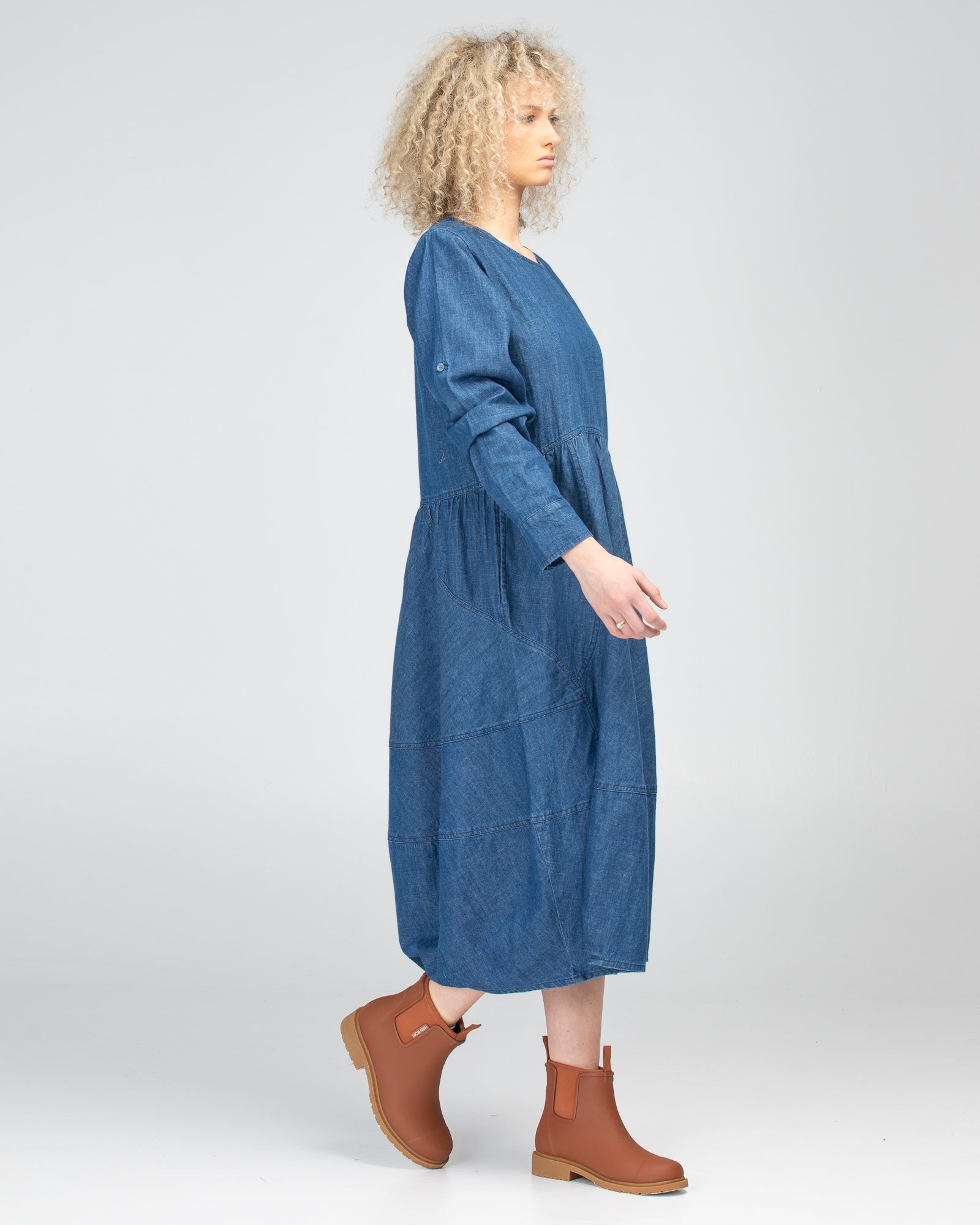 Boom Shankar Guru Dress - Mid Wash Denim