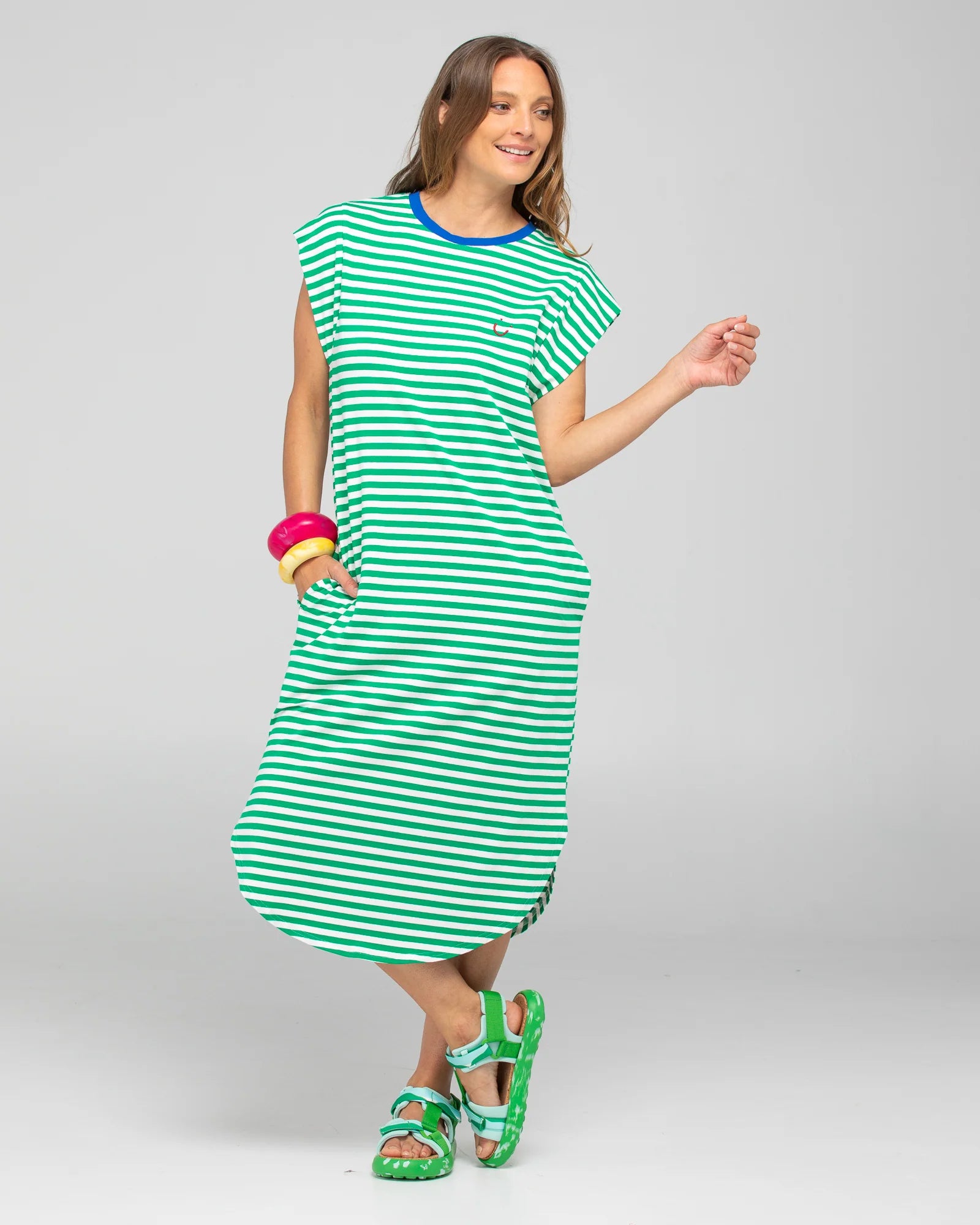 Boom Shankar Bellissimo Dress - Green Stripe
