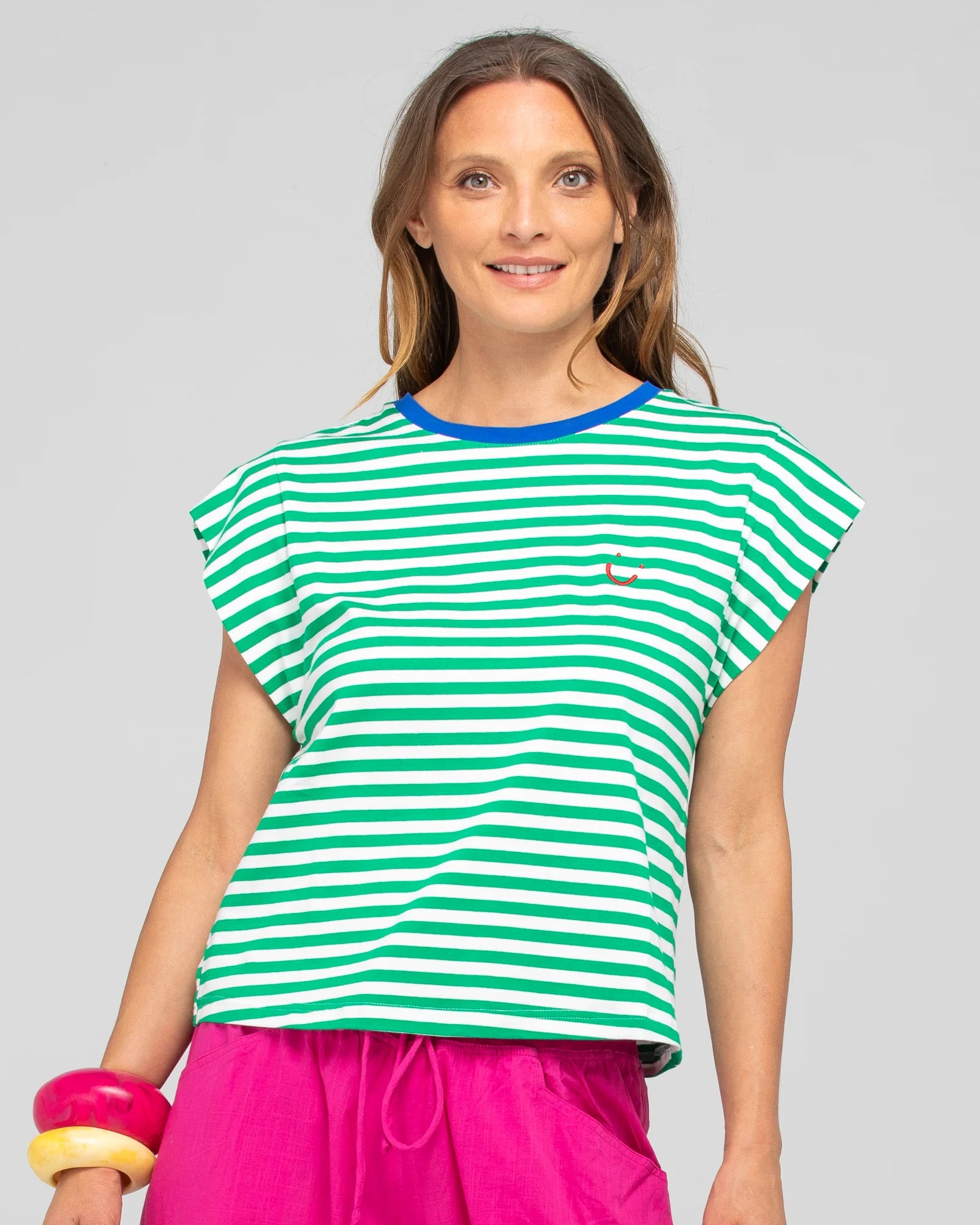 Boom Shankar Bellissimmo Tee - Green Stripe
