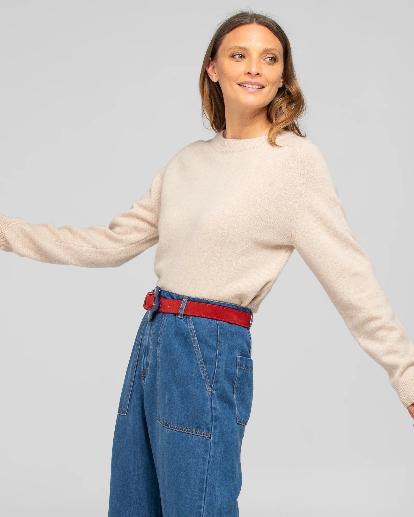 Boom Shankar Flower Belt - Sienna Red Suede