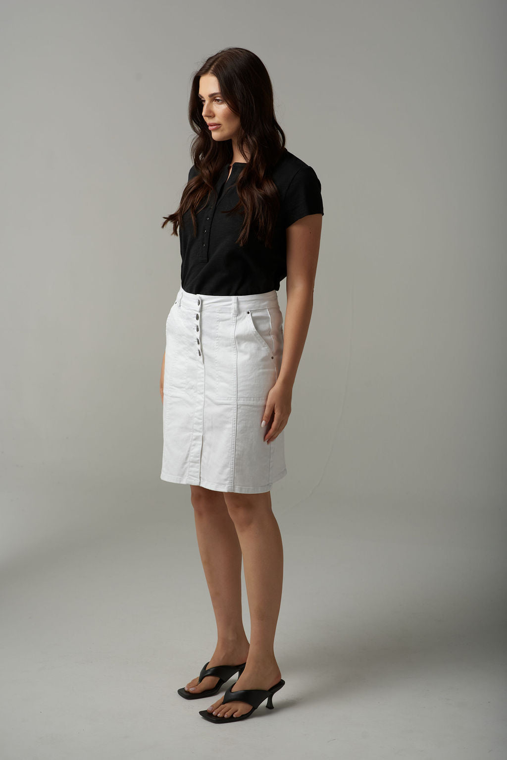 Cloth+Paper+Scissors Deep Henley Tee - Black