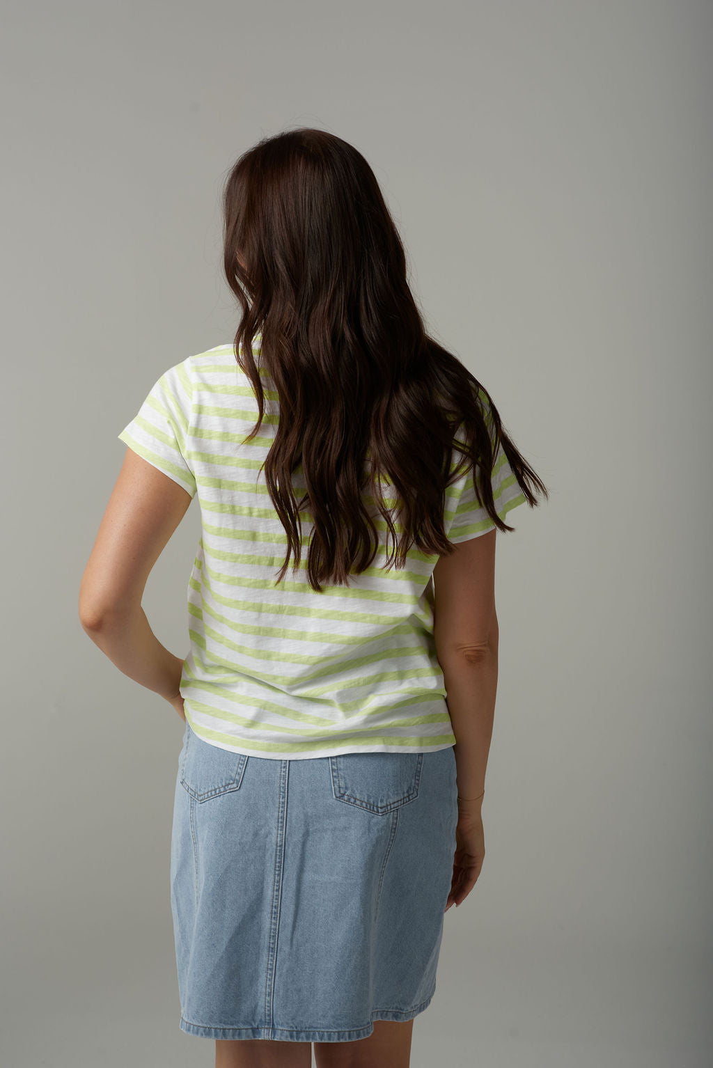 Cloth+Paper+Scissors Stripe Basic Tee - White/Lime
