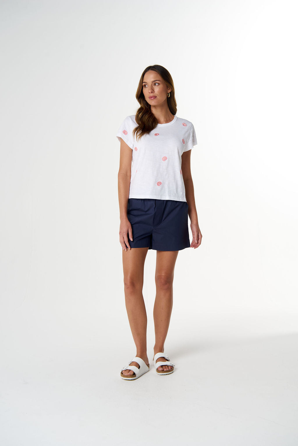 Cloth+Paper+Scissors Shell Embroidered Tee - White