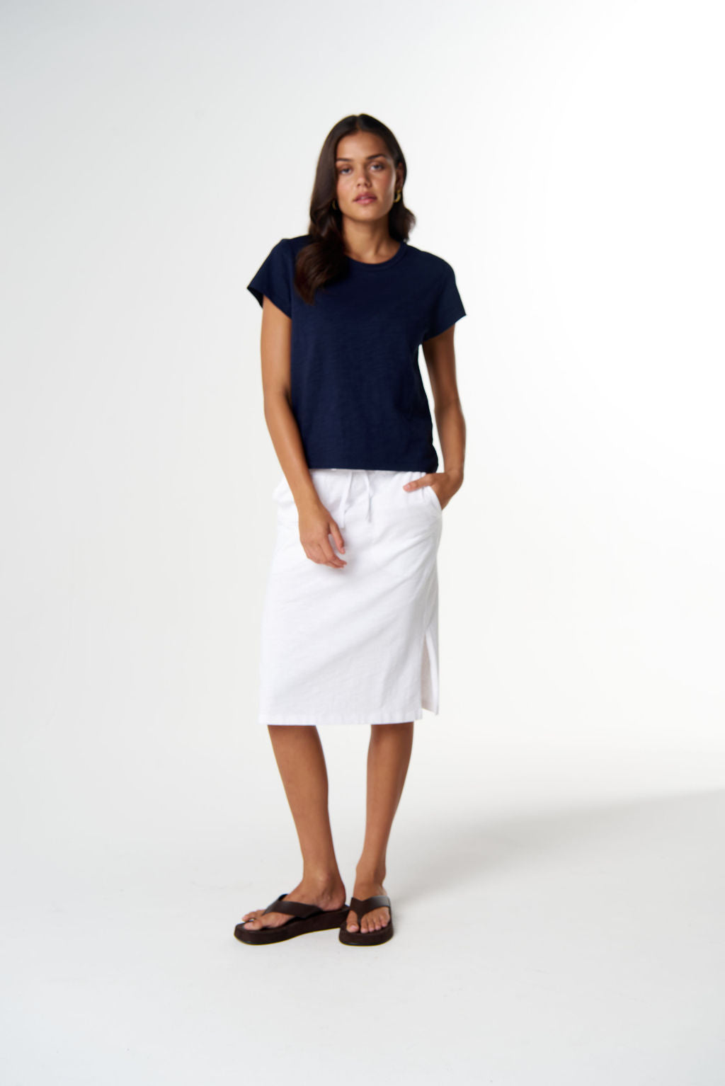 Cloth+Paper+Scissors The Front Split Tee - Parisian Navy