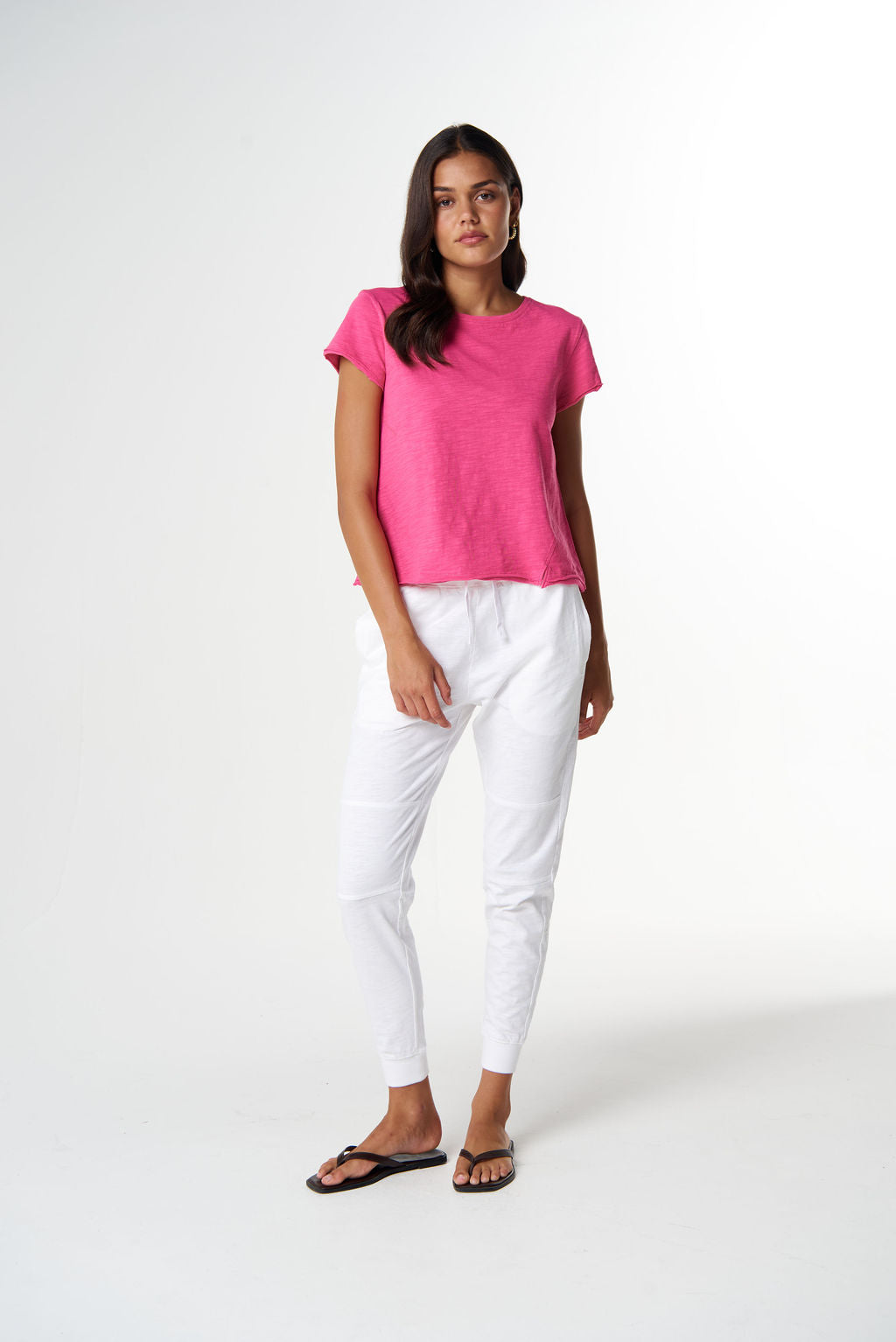 Cloth+Paper+Scissors The Front Split Tee - Carmine Rose