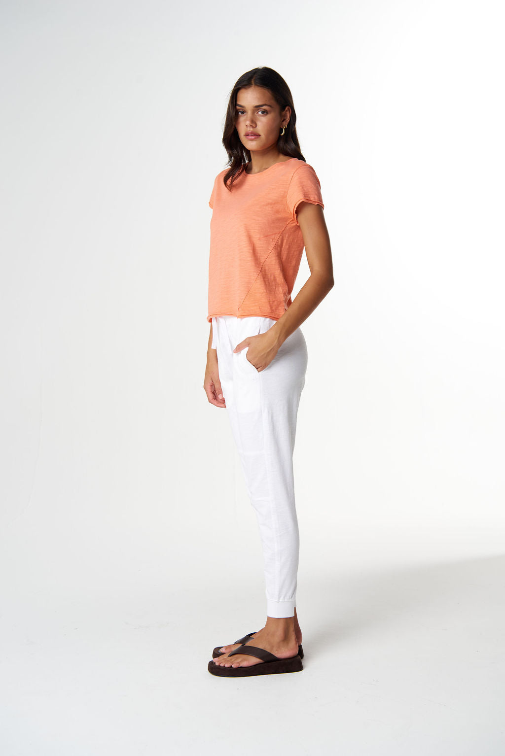 Cloth+Paper+Scissors The Front Split Tee - Peach