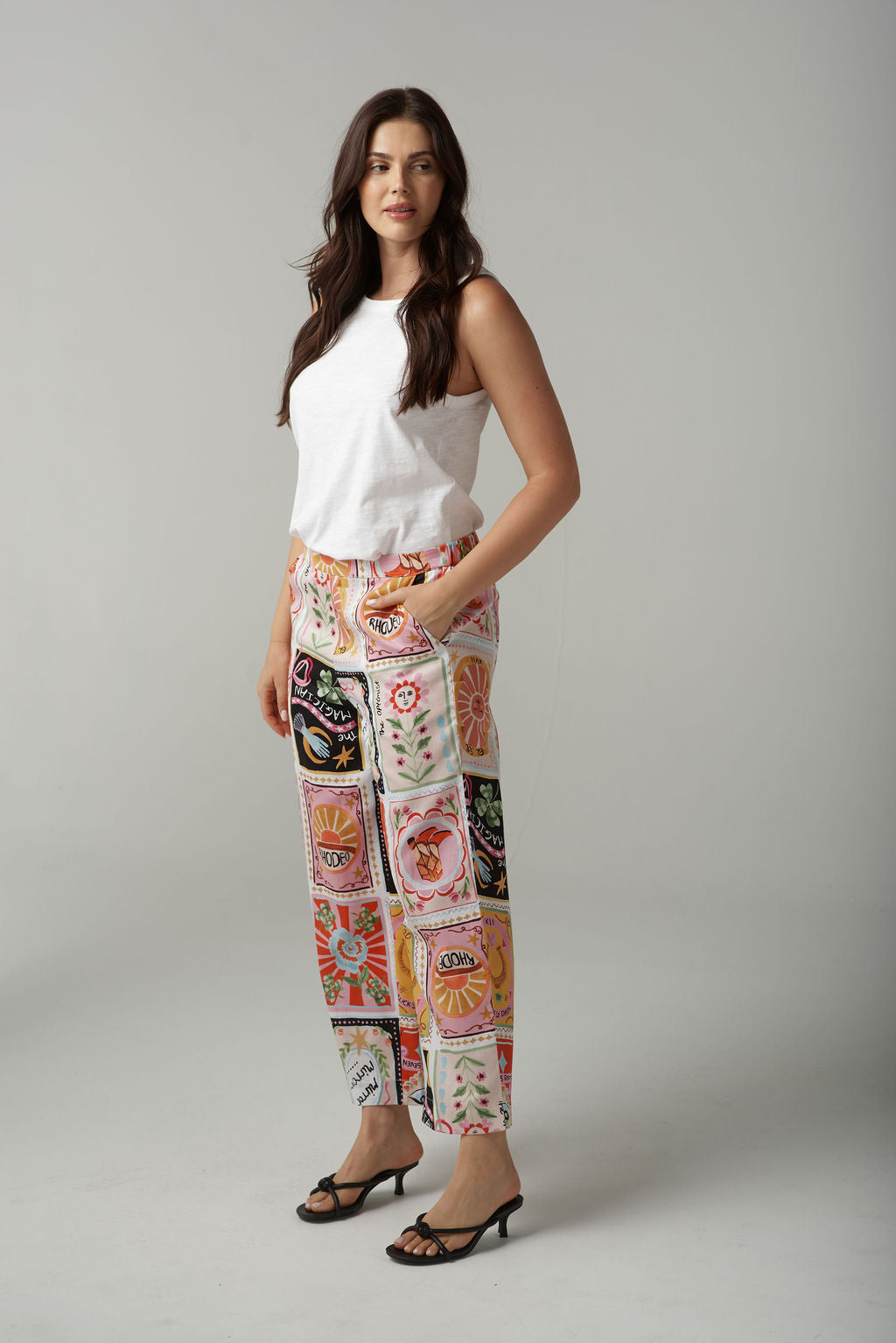 Cloth+Paper+Scissors Rodeo Print Straight Leg Cropped Pant