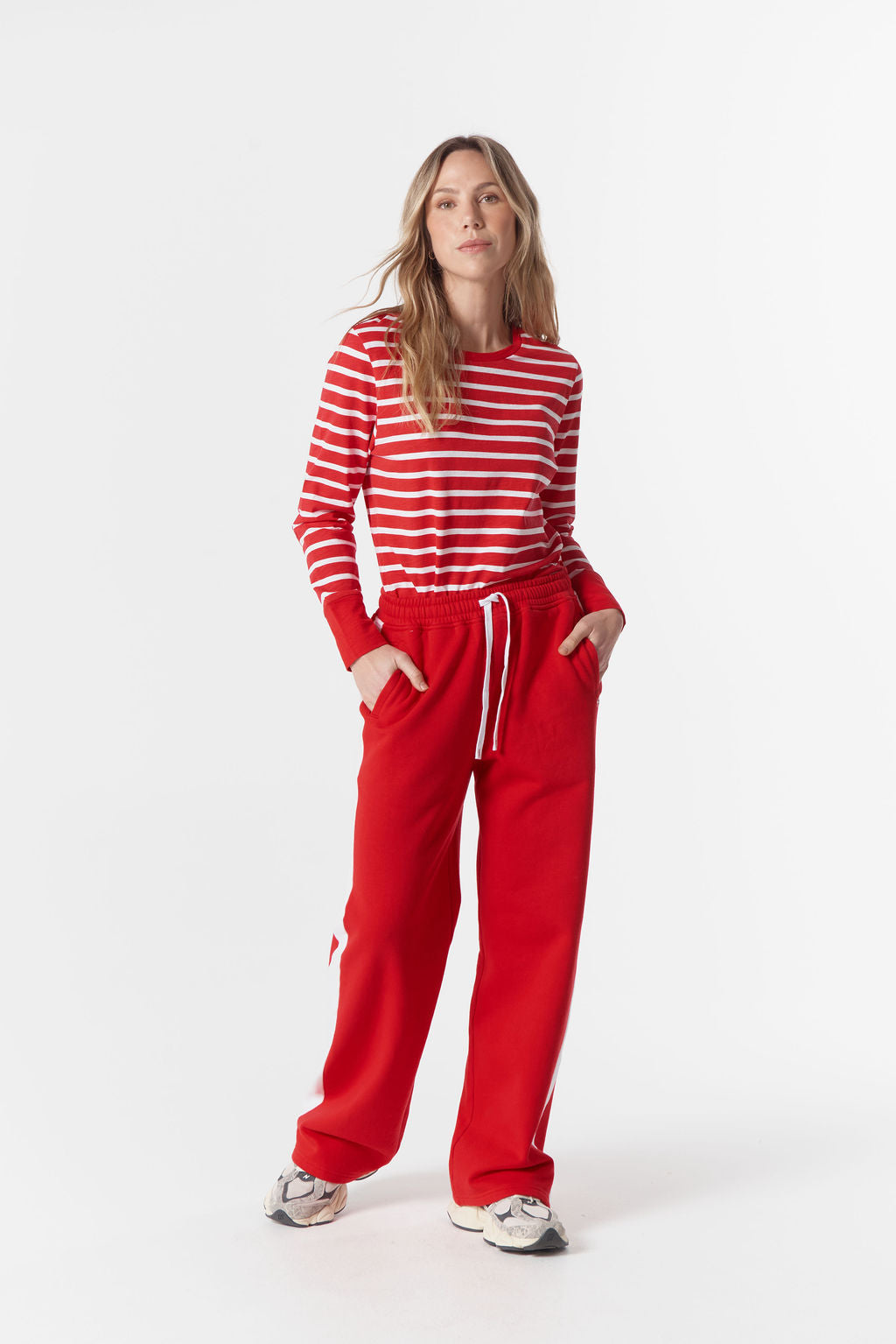 Cloth+Paper+Scissors Track Stripe Trackie - Salsa/White