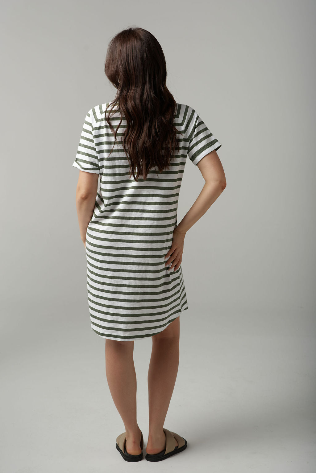 Cloth+Paper+Scissors Stripe Raglan Tee Dress - White/Fairway Green