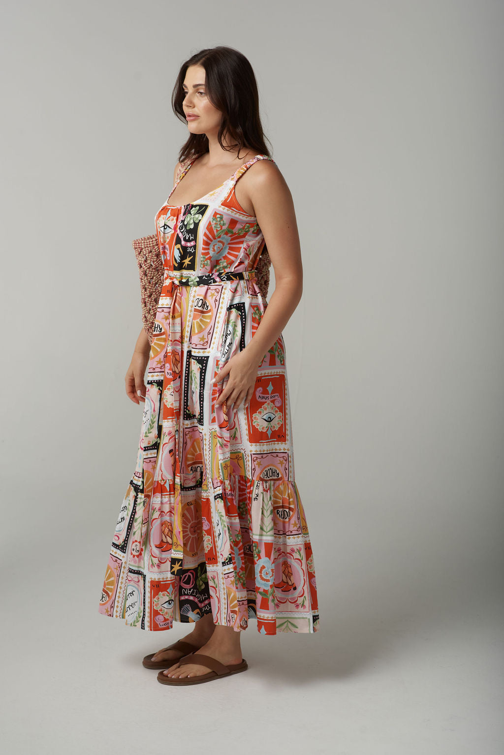 Cloth+Paper+Scissors Rodeo Print Maxi Belted Sundress