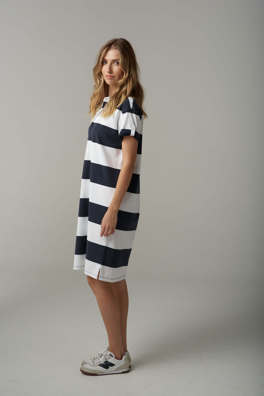 Cloth+Paper+Scissors Stripe Boyfriend Rugby Dress - White/Parisian Navy