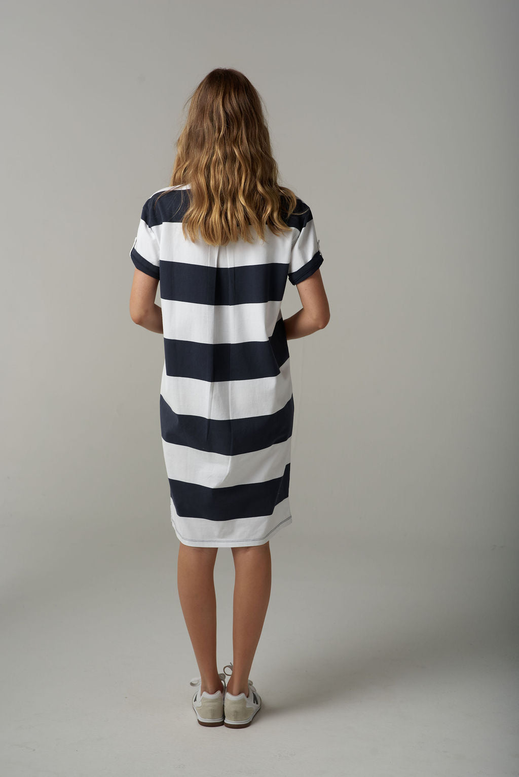 Cloth+Paper+Scissors Stripe Boyfriend Rugby Dress - White/Parisian Navy