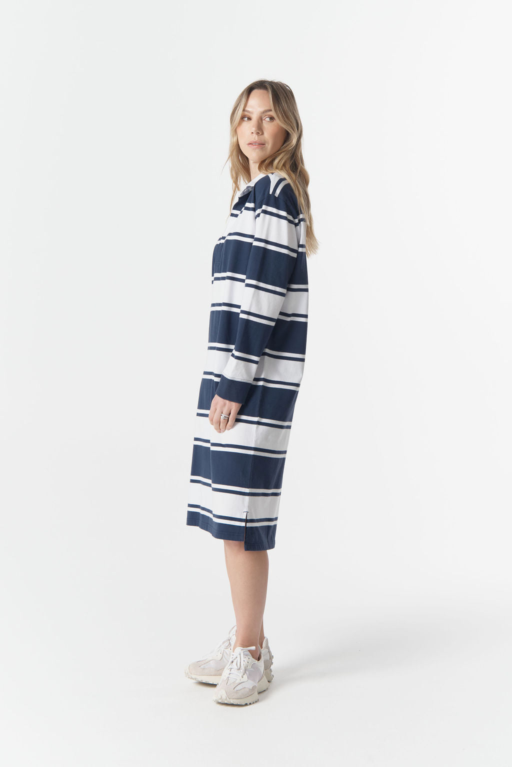 Cloth+Paper+Scissors The Go To Rugby Dress - Parisian Navy/White