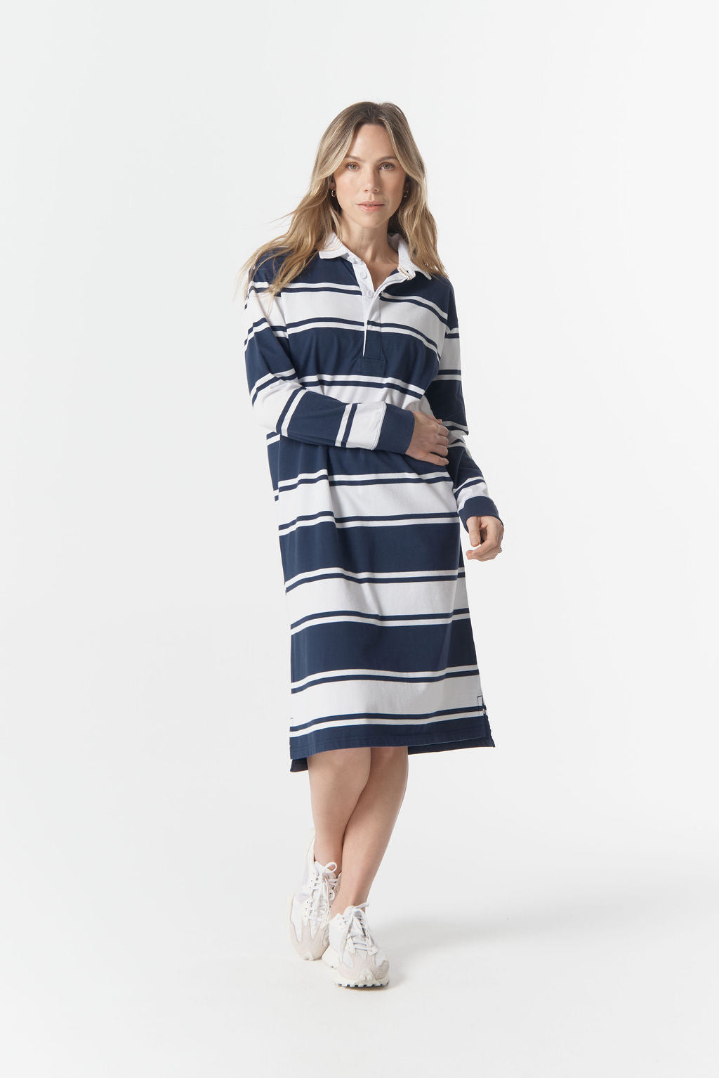 Cloth+Paper+Scissors The Go To Rugby Dress - Parisian Navy/White