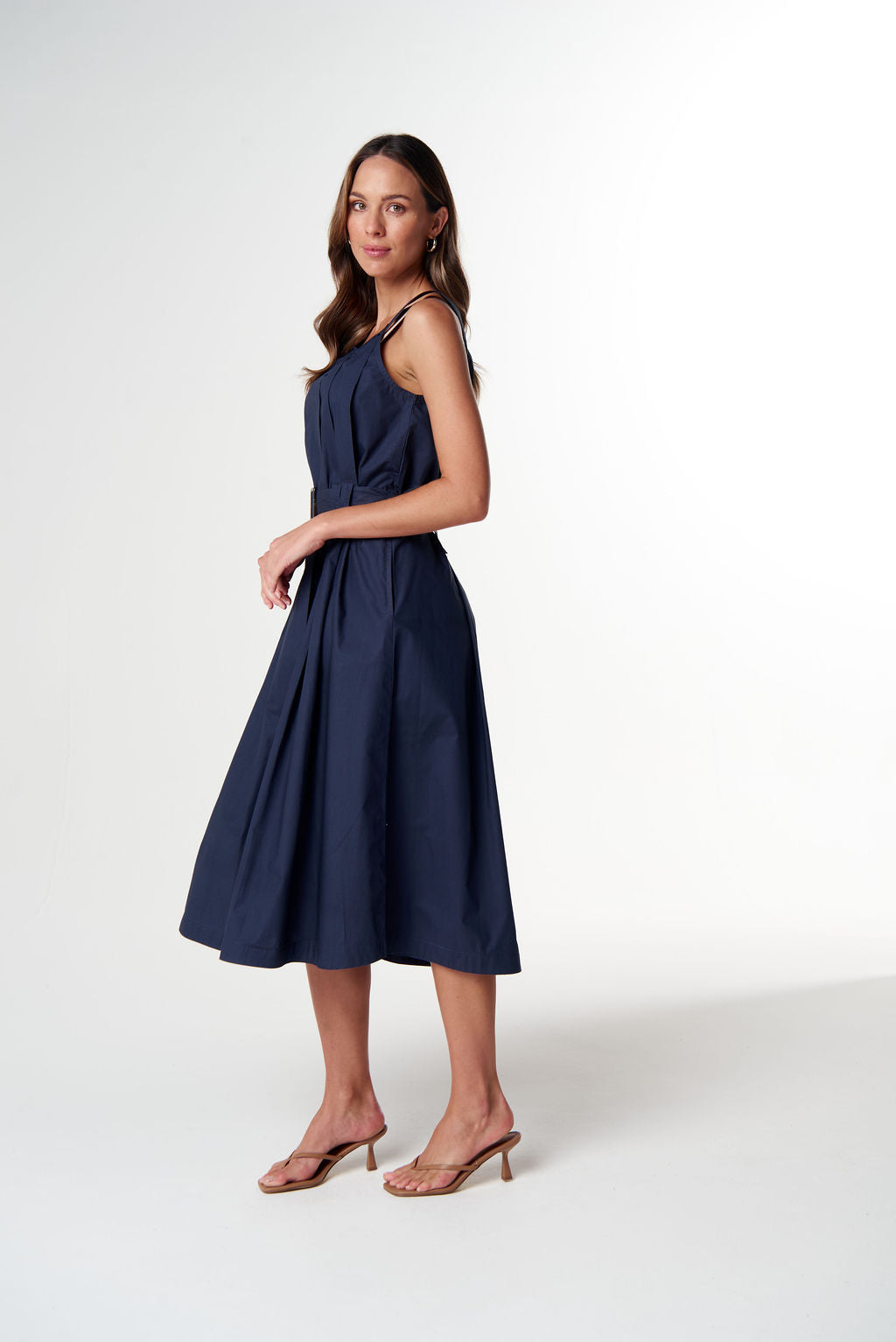 Cloth+Paper+Scissors Home Pleat Cotton Dress - Parisian Navy