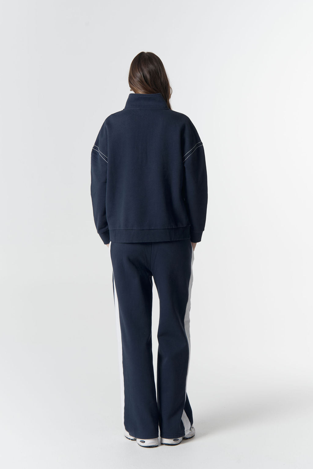 Cloth+Paper+Scissors Off Track 1/2 Zip Sweater - Parisian Navy/White