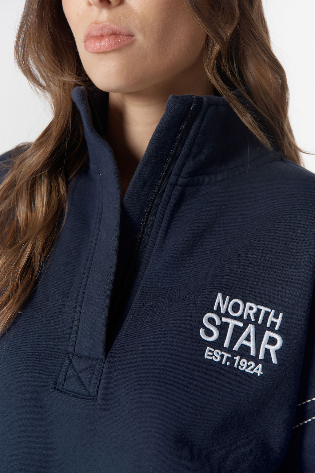 Cloth+Paper+Scissors Off Track 1/2 Zip Sweater - Parisian Navy/White