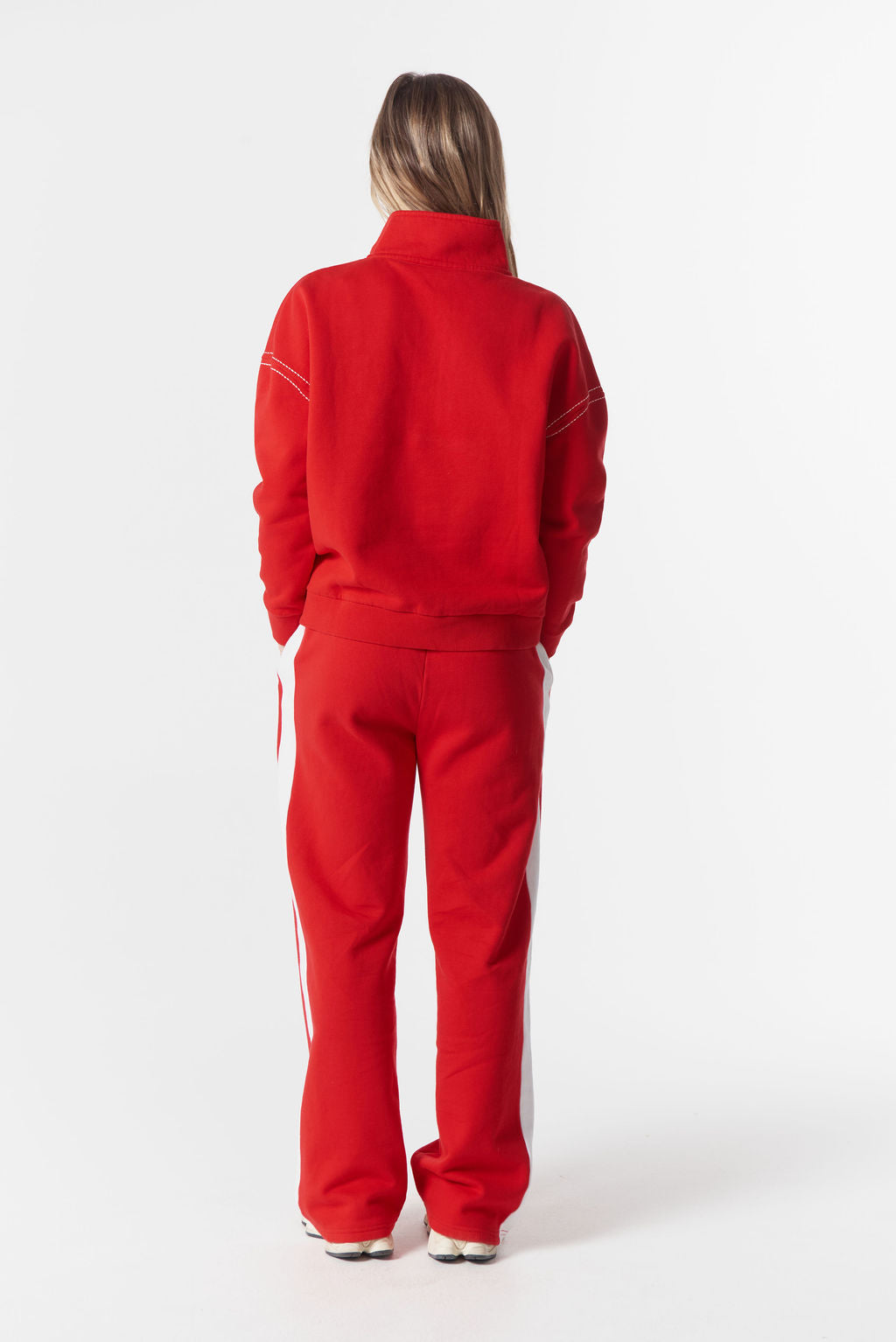 Cloth+Paper+Scissors Off Track 1/2 Zip Sweater - Salsa/White