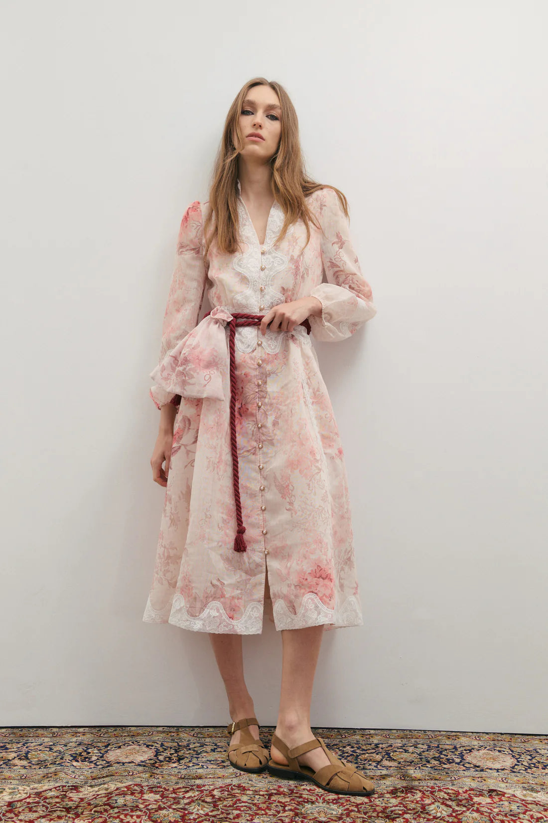 Maevarii Chloe Lace Maxi Dress - Floating Frost Flowers