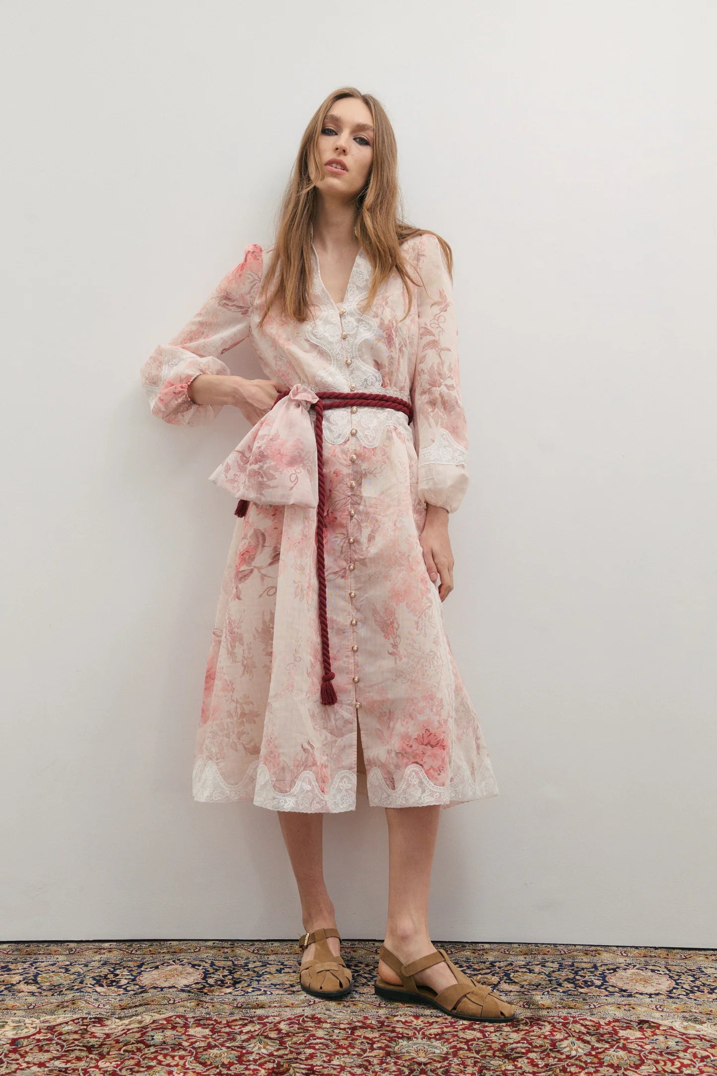 Maevarii Chloe Lace Maxi Dress - Floating Frost Flowers