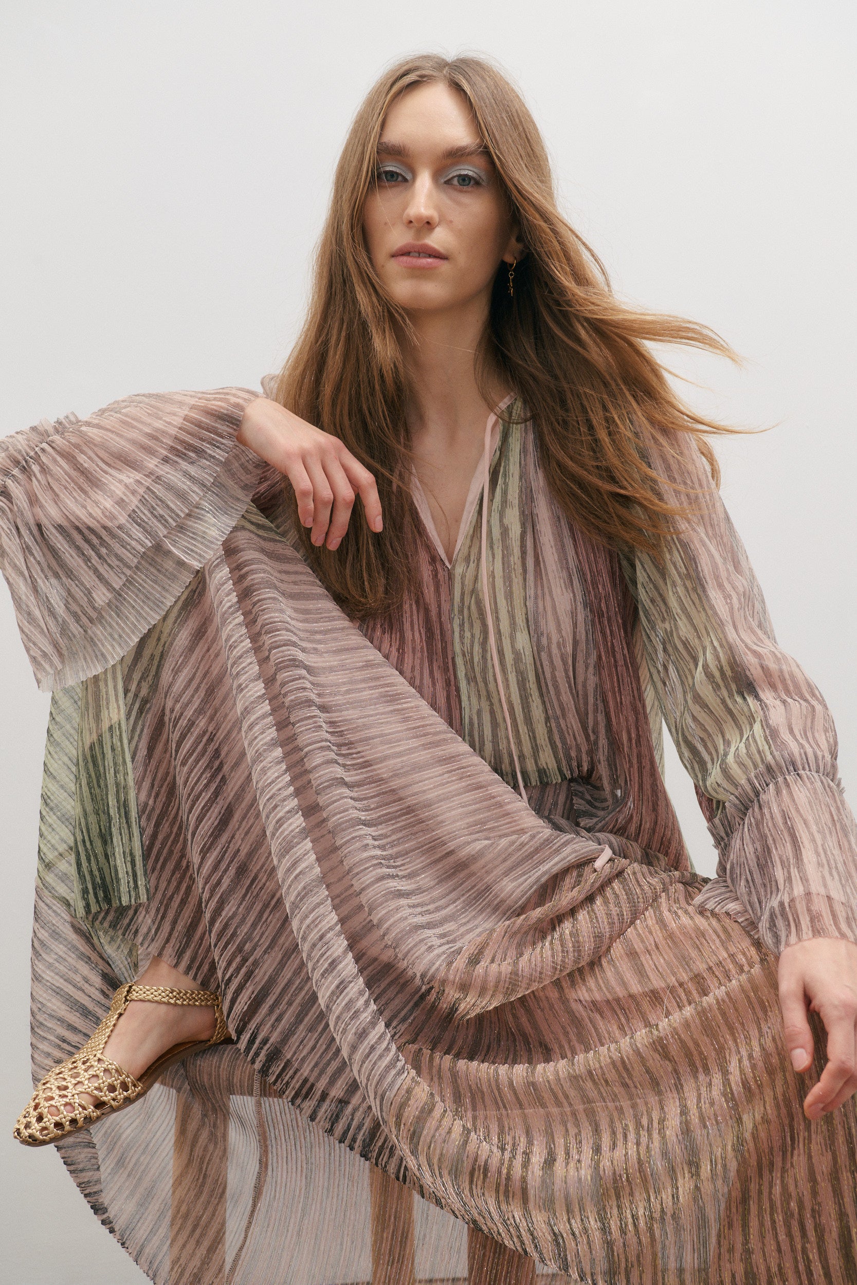 Maevarii Crystalline Maxi Skirt - Shimmering Dawn Light