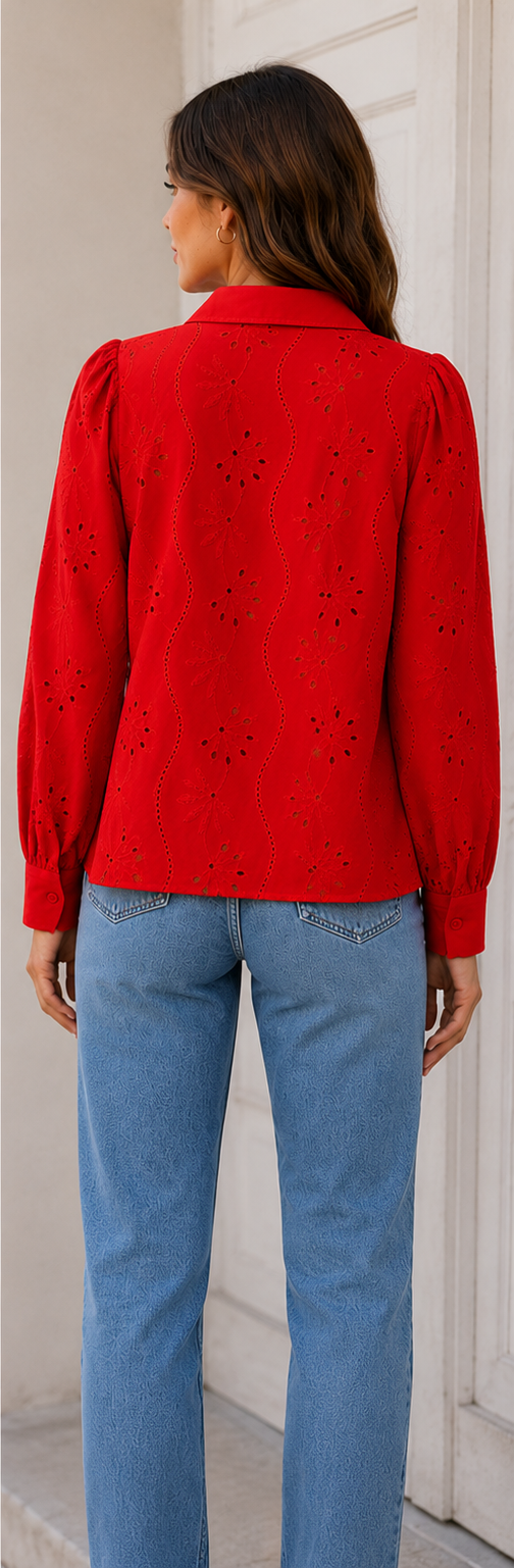 Smaibulun Broderie Wave Shirt - Red